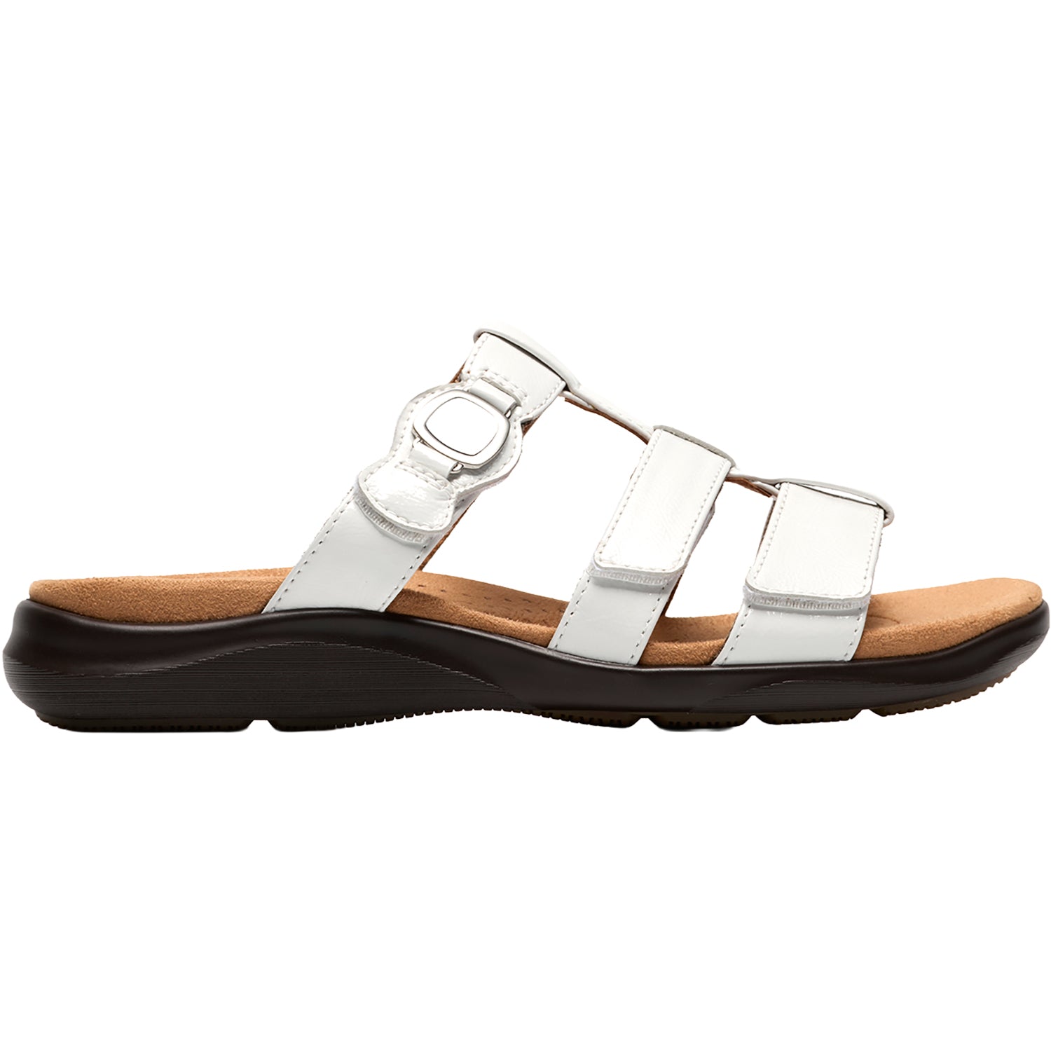Clarks Artisan Kitly Patent Leather Slide Sandals, Womens, 9, White