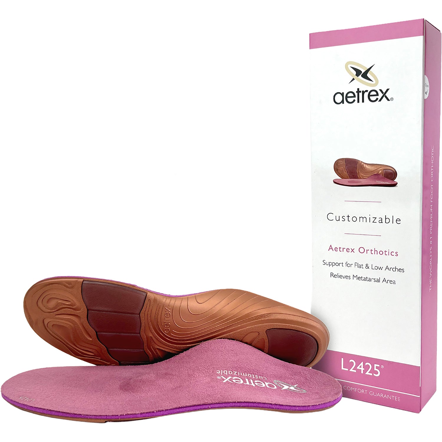 Womens Lynco Aetrex Lynco L2425 Customizable Posted Metatarsal Orthotics Women's Insoles Pink