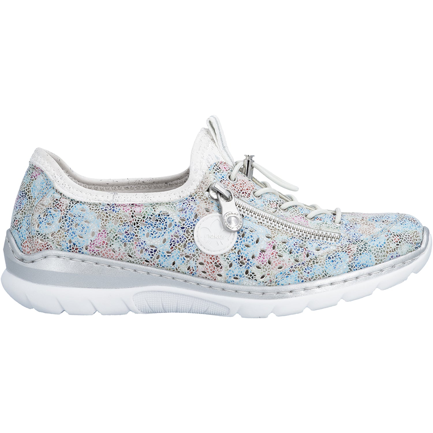 Womens Rieker Rieker L3252-91 Nikita 52 Ice-Multi/Weiss-Silber/Blomst/Scubameta Ice-Multi/Weiss-Silber/Blomst/Scubameta