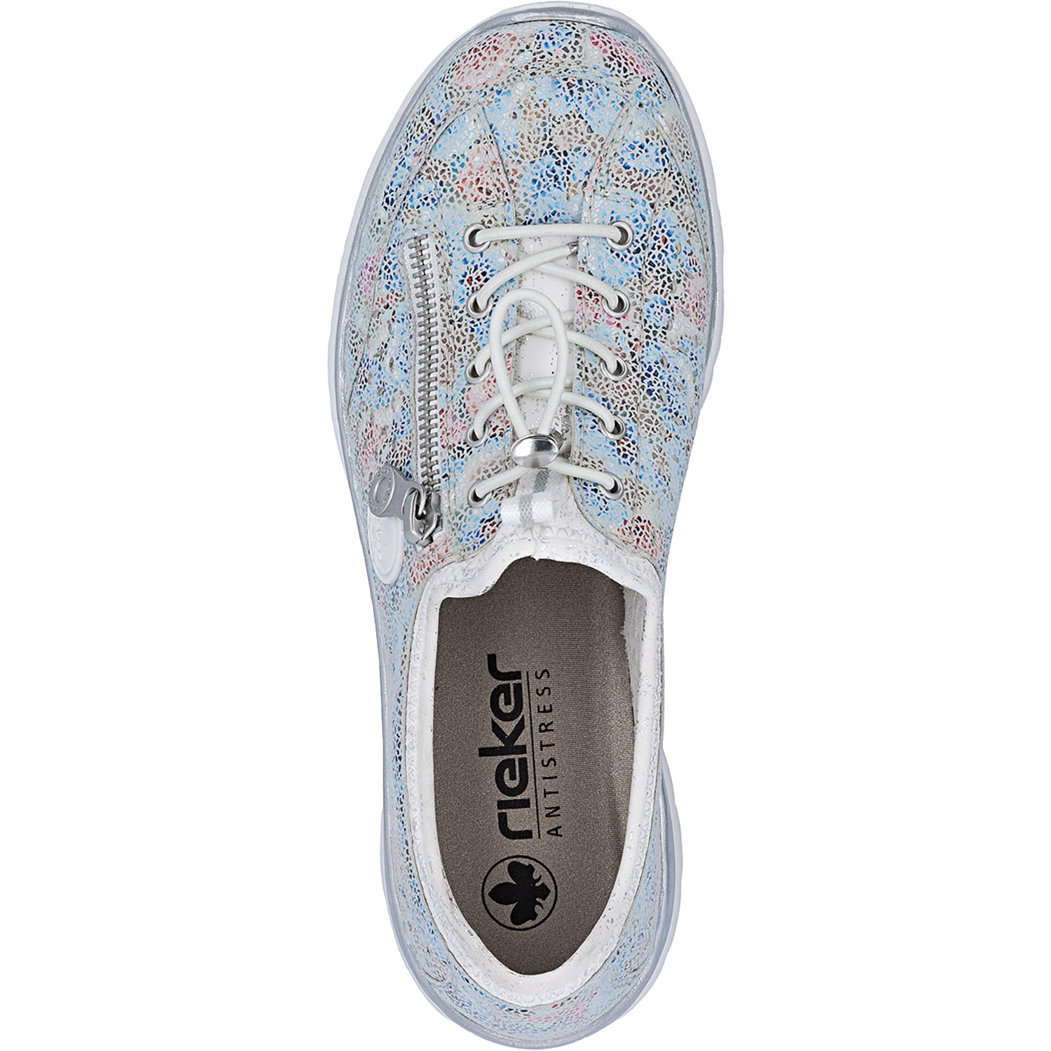 Womens Rieker Rieker L3252-91 Nikita 52 Ice-Multi/Weiss-Silber/Blomst/Scubameta Ice-Multi/Weiss-Silber/Blomst/Scubameta