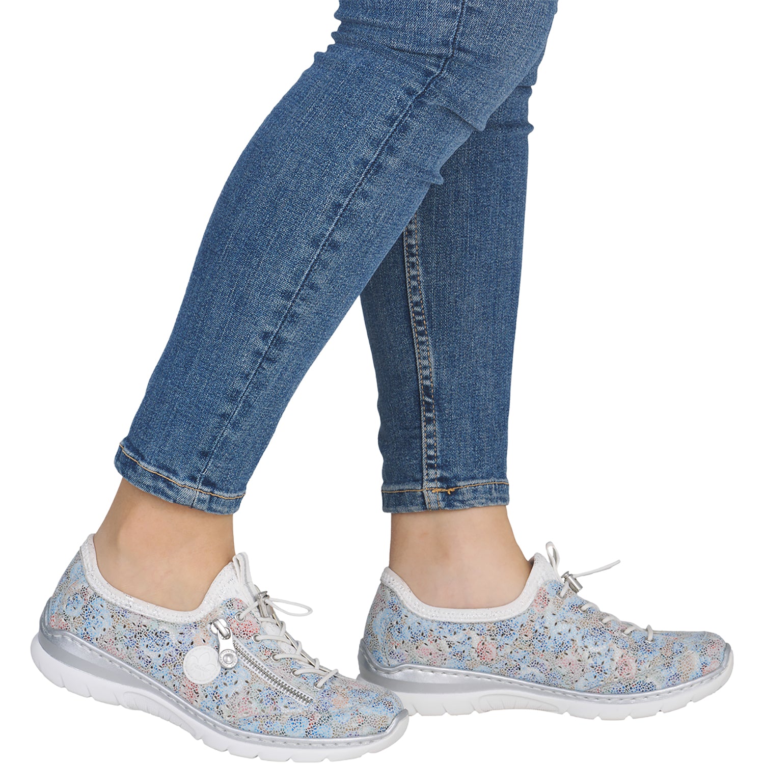 Womens Rieker Rieker L3252-91 Nikita 52 Ice-Multi/Weiss-Silber/Blomst/Scubameta Ice-Multi/Weiss-Silber/Blomst/Scubameta