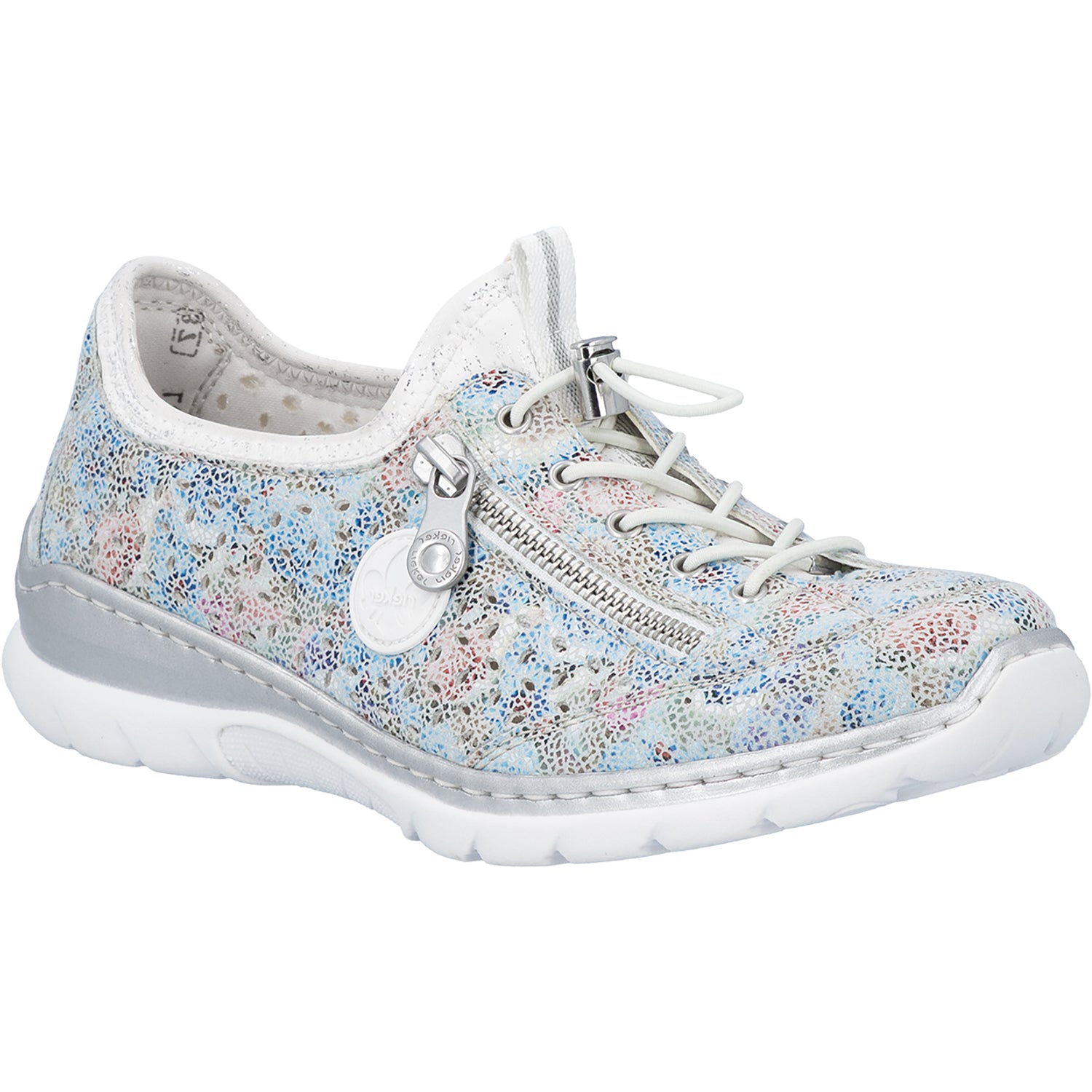 Womens Rieker Rieker L3252-91 Nikita 52 Ice-Multi/Weiss-Silber/Blomst/Scubameta Ice-Multi/Weiss-Silber/Blomst/Scubameta