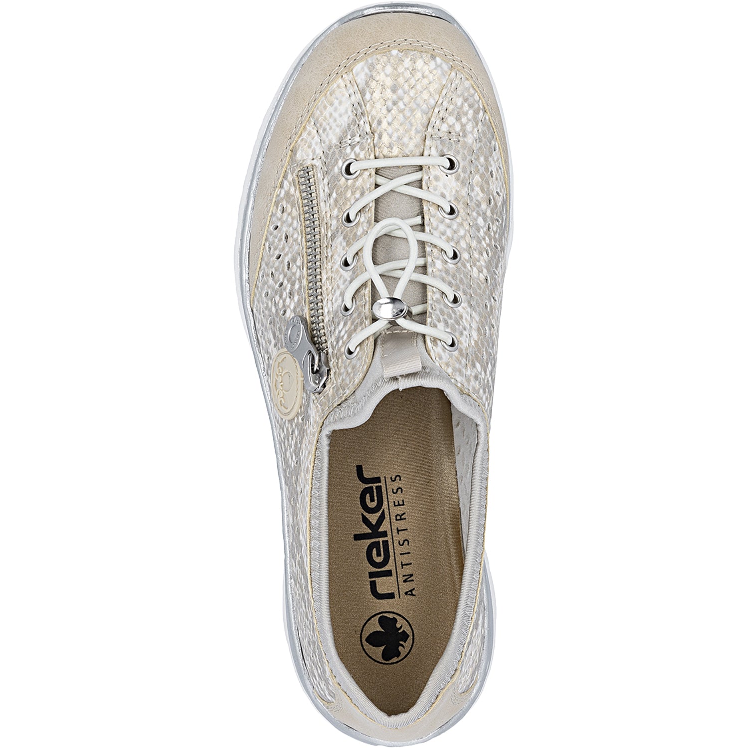 Womens Rieker Rieker L3252-92 Nikita 52 Women's Casual Slip-Ons Ginger/Off White-Gold/PerfCloud Morelia/Reptile20/Scuba Ginger/Off White-Gold/PerfCloud Morelia/Reptile20/Scuba
