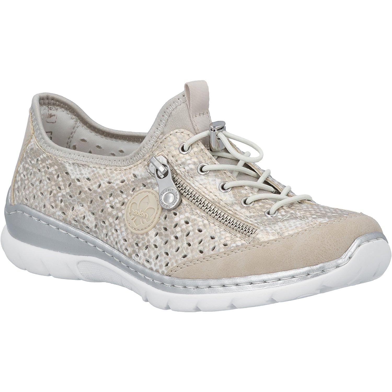 Womens Rieker Rieker L3252-92 Nikita 52 Women's Casual Slip-Ons Ginger/Off White-Gold/PerfCloud Morelia/Reptile20/Scuba Ginger/Off White-Gold/PerfCloud Morelia/Reptile20/Scuba