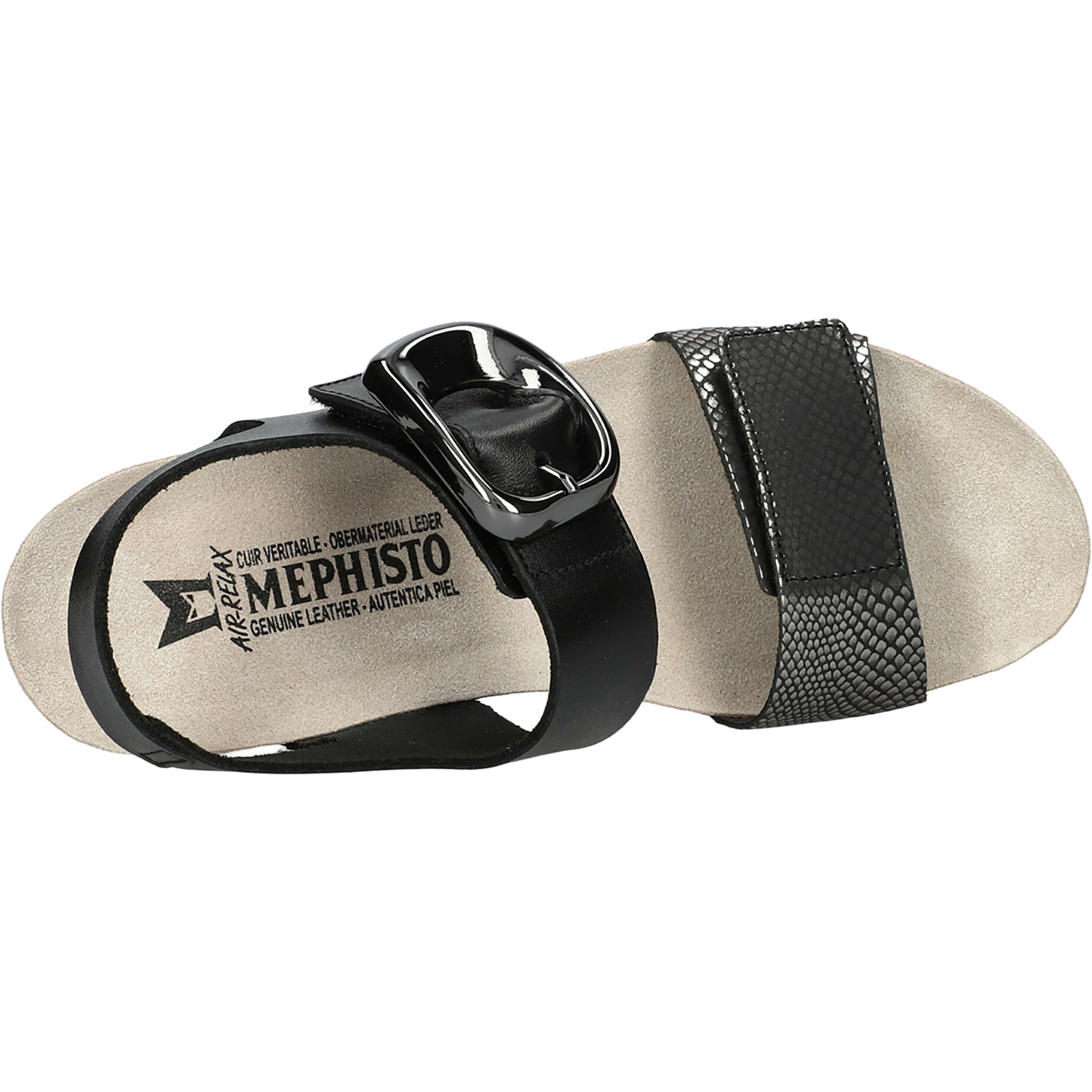 Womens Mephisto Mephisto Leandre Women's Wedge Sandals Grey Havana Grey Havana