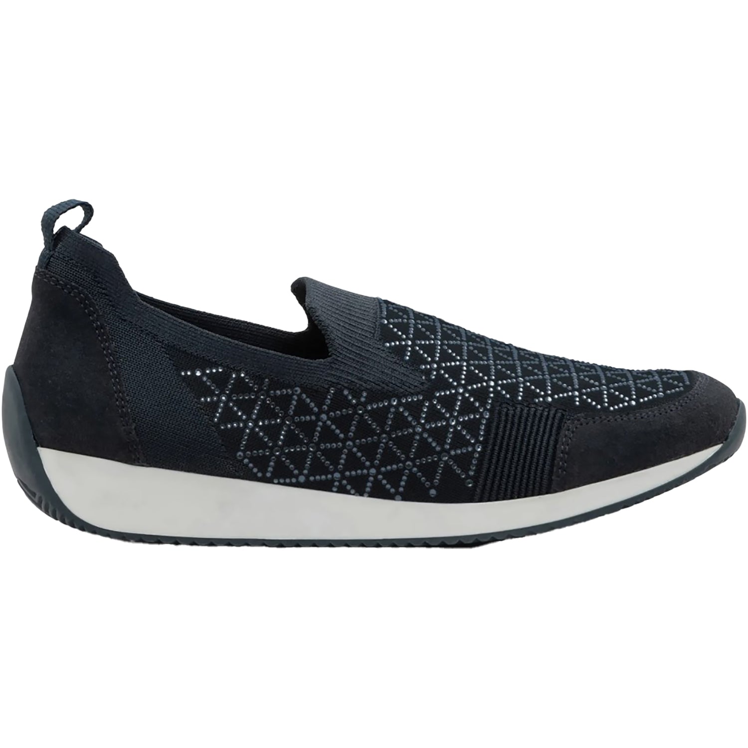 Womens Ara shoes Ara Lisbon Wovenstretch with Sparkle Women's Athletic Athleisure Shoes Slip Ons Navy Navy