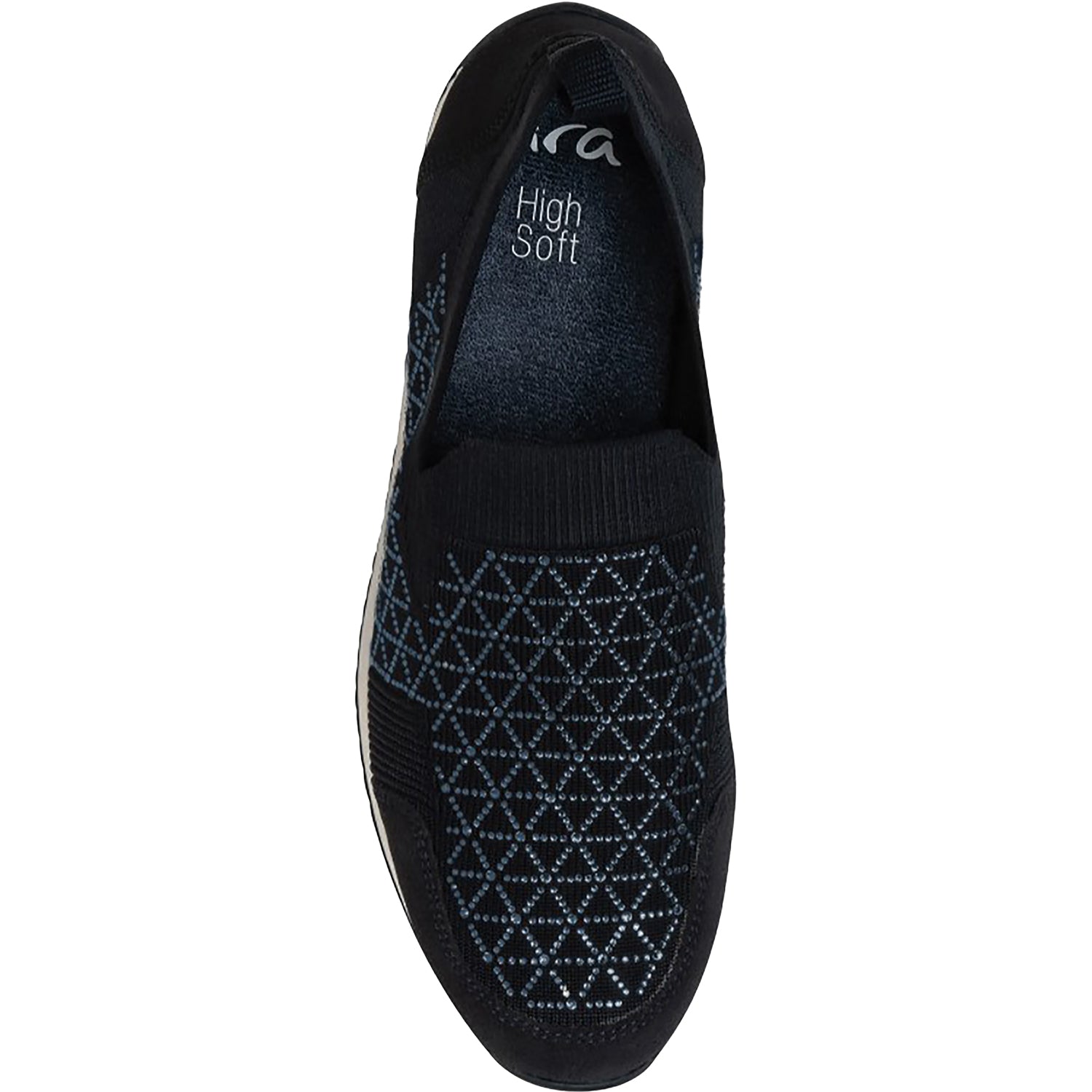 Womens Ara shoes Ara Lisbon Wovenstretch with Sparkle Women's Athletic Athleisure Shoes Slip Ons Navy Navy