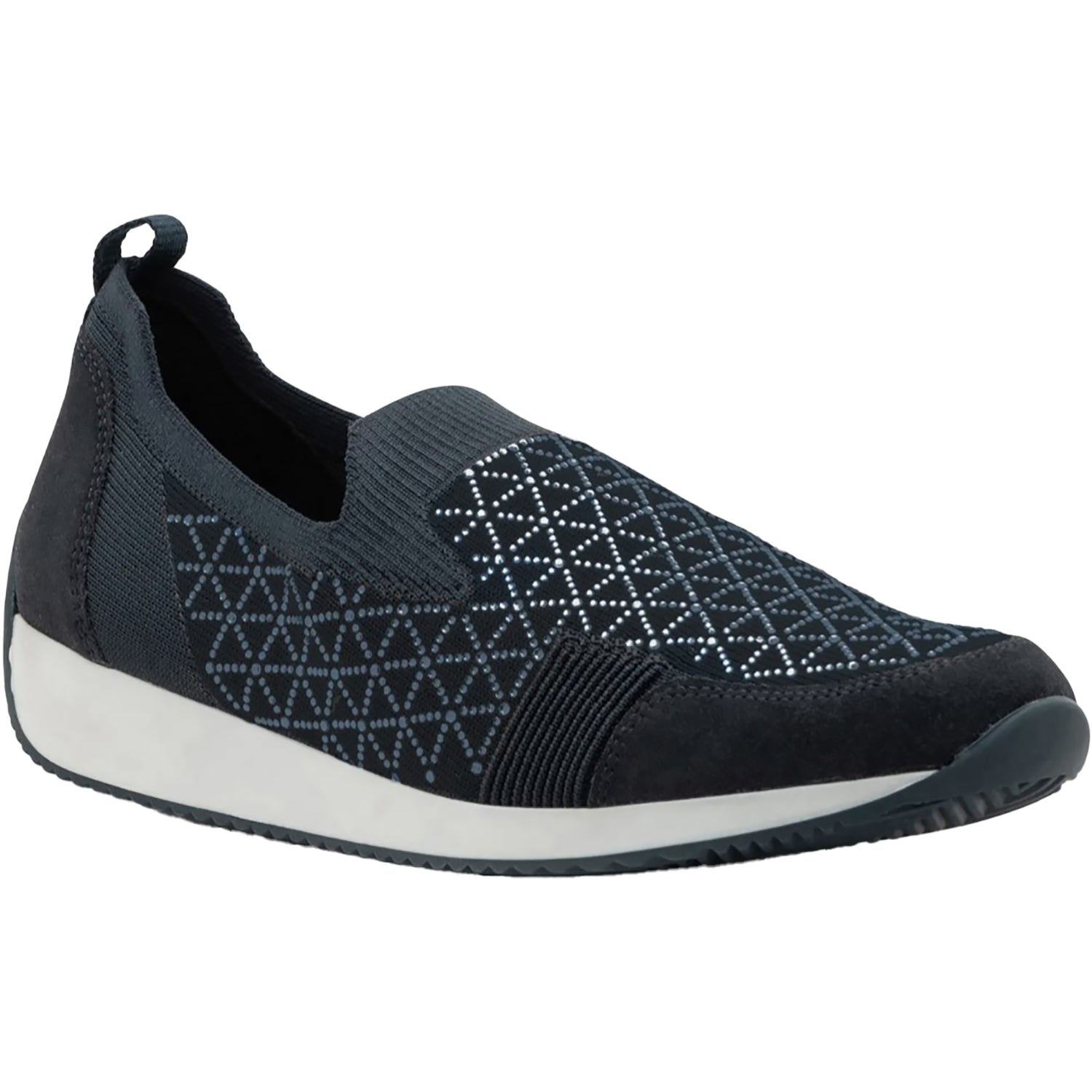Womens Ara shoes Ara Lisbon Wovenstretch with Sparkle Women's Athletic Athleisure Shoes Slip Ons Navy Navy