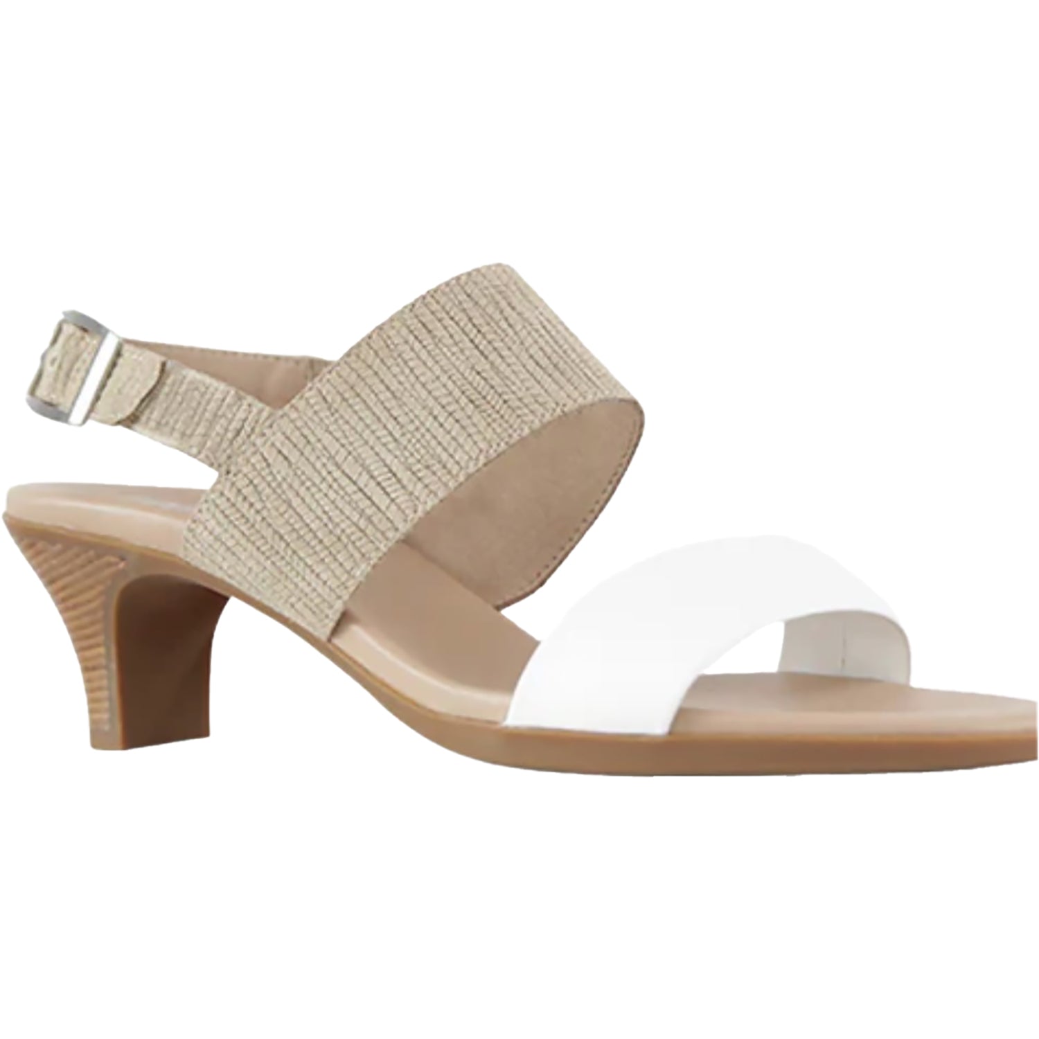 Munro Livia Women's Dress Sandals White/Tan Combo 8.5 / Narrow