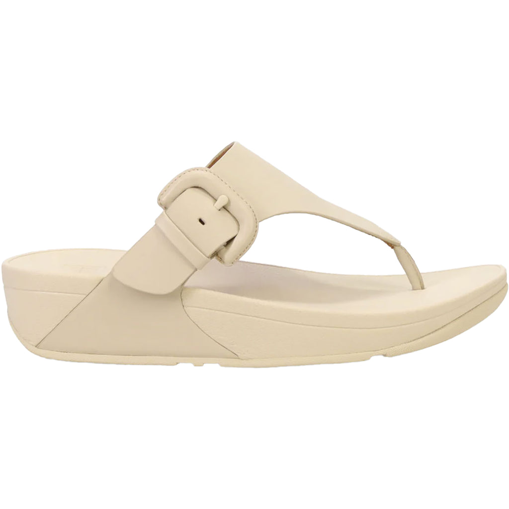 Womens Fit flop Women's Fit Flop Lulu Covered Buckle-Raw Toe-Thong Stone Beige Leather Stone Beige Leather