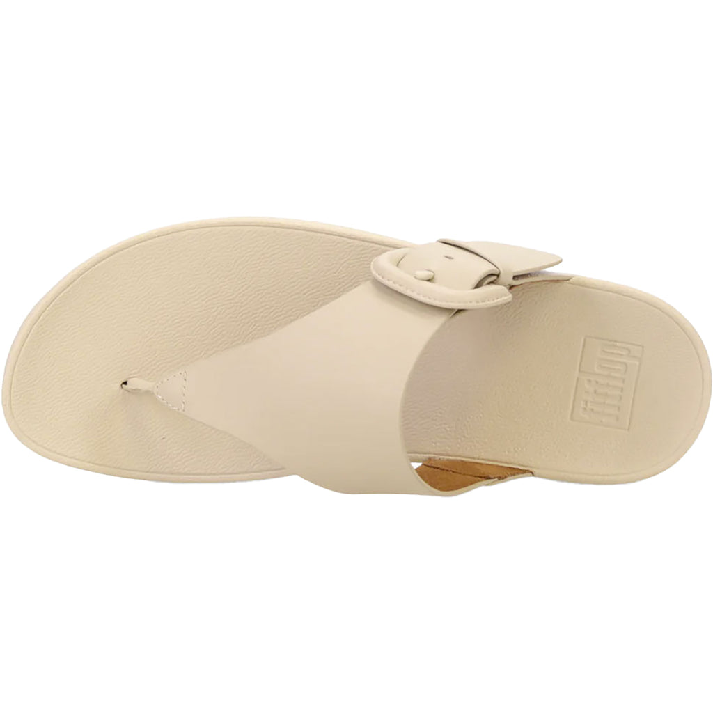 Womens Fit flop Women's Fit Flop Lulu Covered Buckle-Raw Toe-Thong Stone Beige Leather Stone Beige Leather