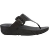 Womens Fit flop Women's Fit Flop Lulu Covered Buckle-Raw Toe-Thong Black Leather Black Leather
