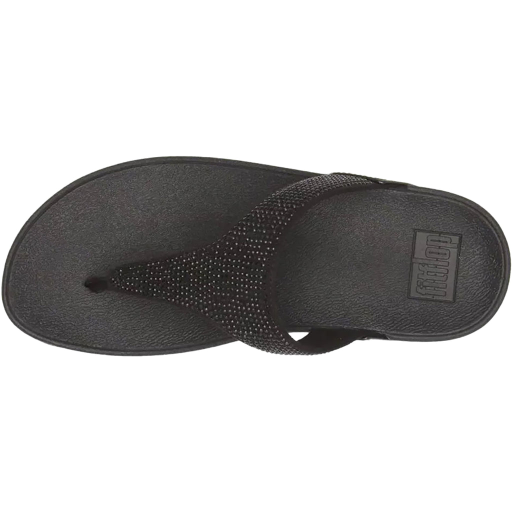 Womens Fit flop Women's Fit Flop Lulu Crystal Embellished Toe Post All Black Synthetic Black Synthetic