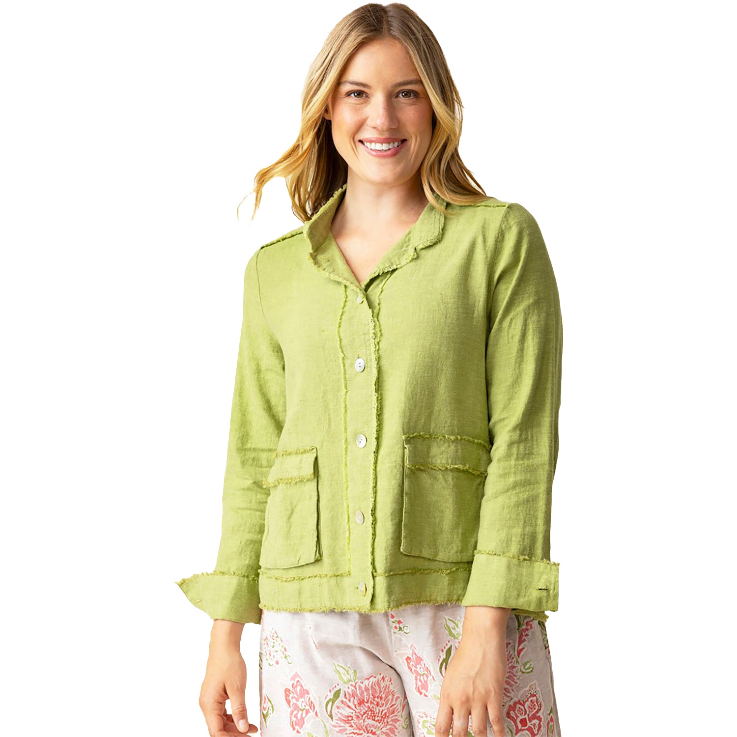 Womens Habitat Habitat Linen Solid Summer Breeze Jacket Women's Outerwear Leaf Leaf