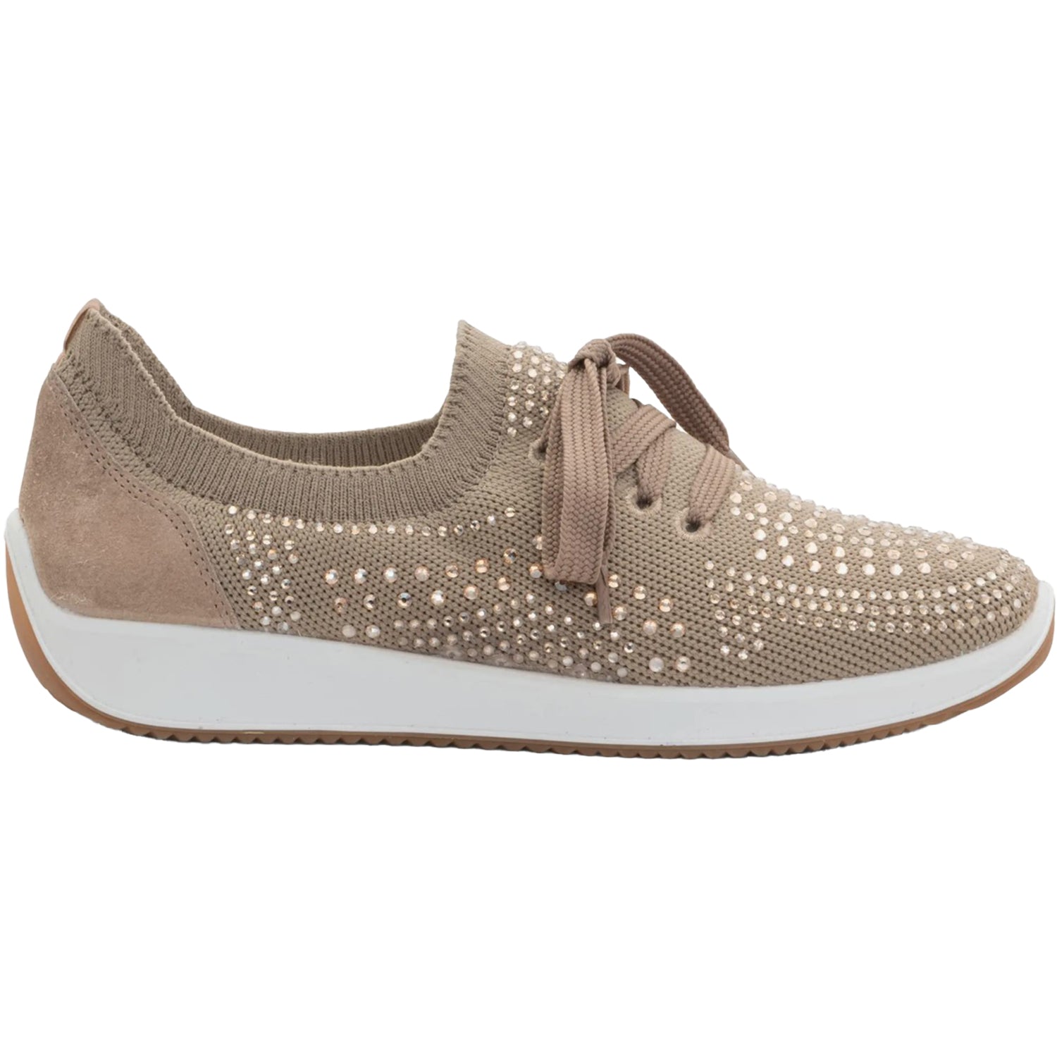 Womens Ara shoes Ara Lisbon Lace Wovenstretch With Sparkle Women's Athletic Athleisure Shoes Lace Up Shoes Sand Sand