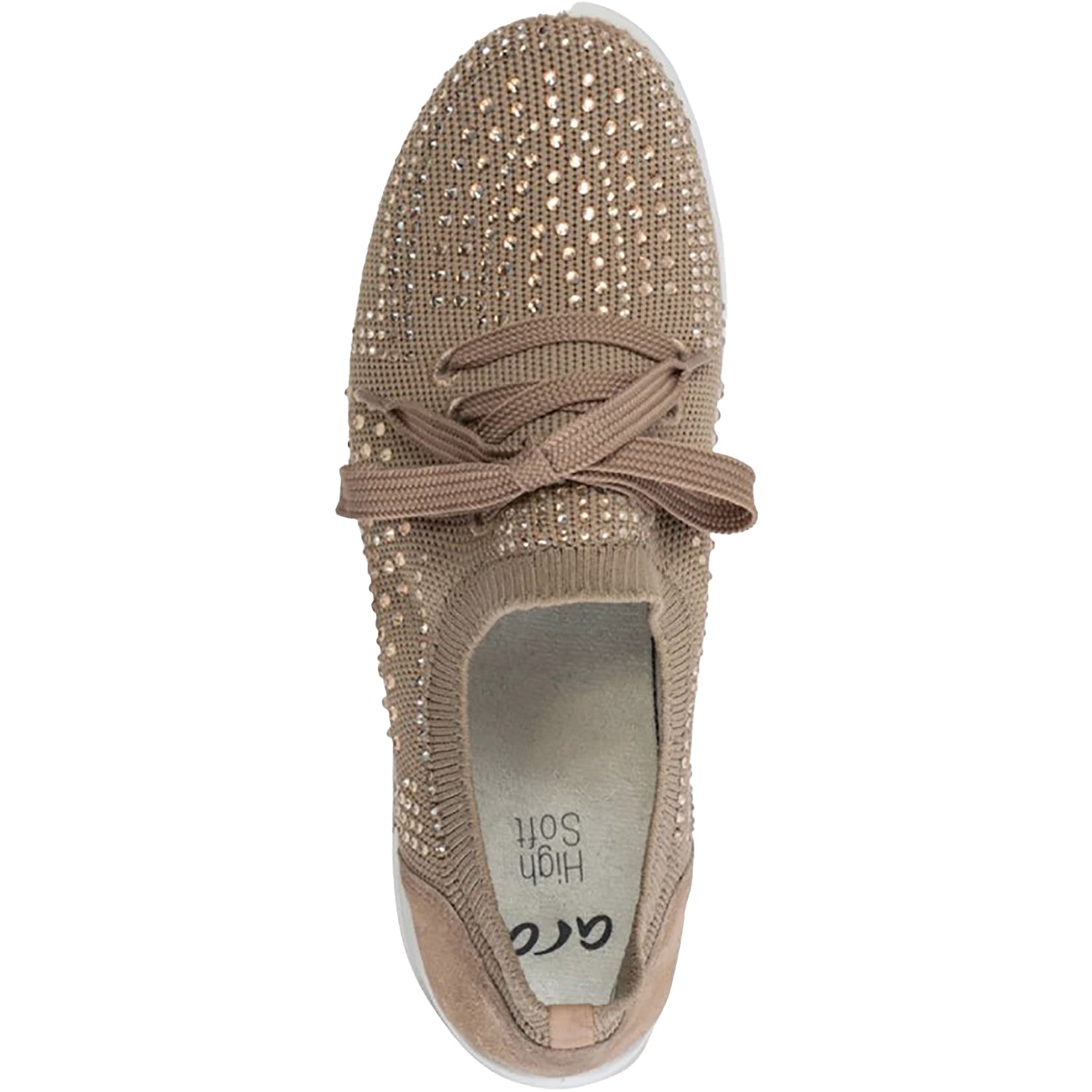 Womens Ara shoes Ara Lisbon Lace Wovenstretch With Sparkle Women's Athletic Athleisure Shoes Lace Up Shoes Sand Sand
