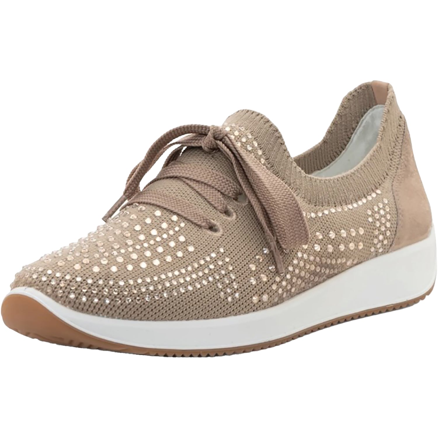 Womens Ara shoes Ara Lisbon Lace Wovenstretch With Sparkle Women's Athletic Athleisure Shoes Lace Up Shoes Sand Sand