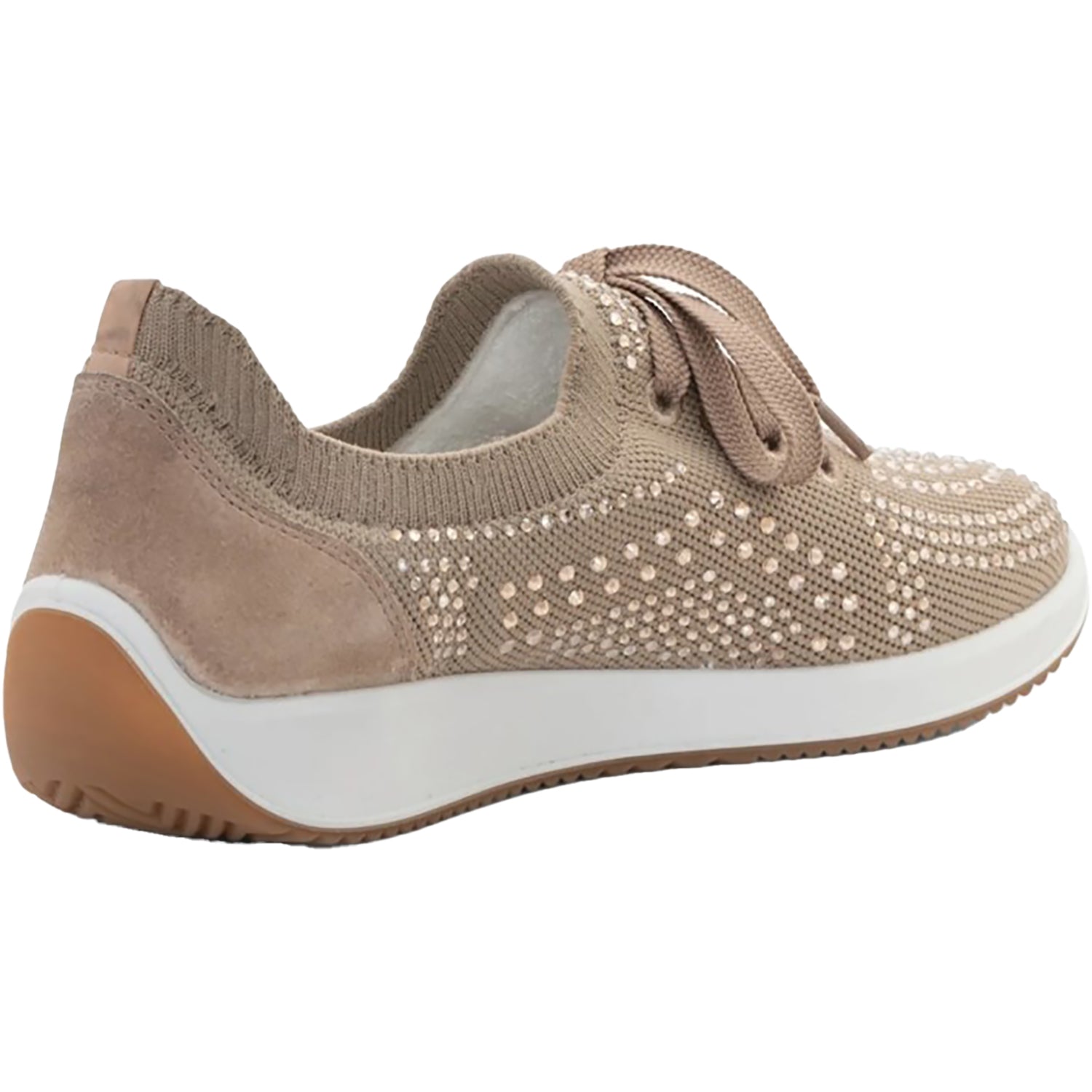 Womens Ara shoes Ara Lisbon Lace Wovenstretch With Sparkle Women's Athletic Athleisure Shoes Lace Up Shoes Sand Sand