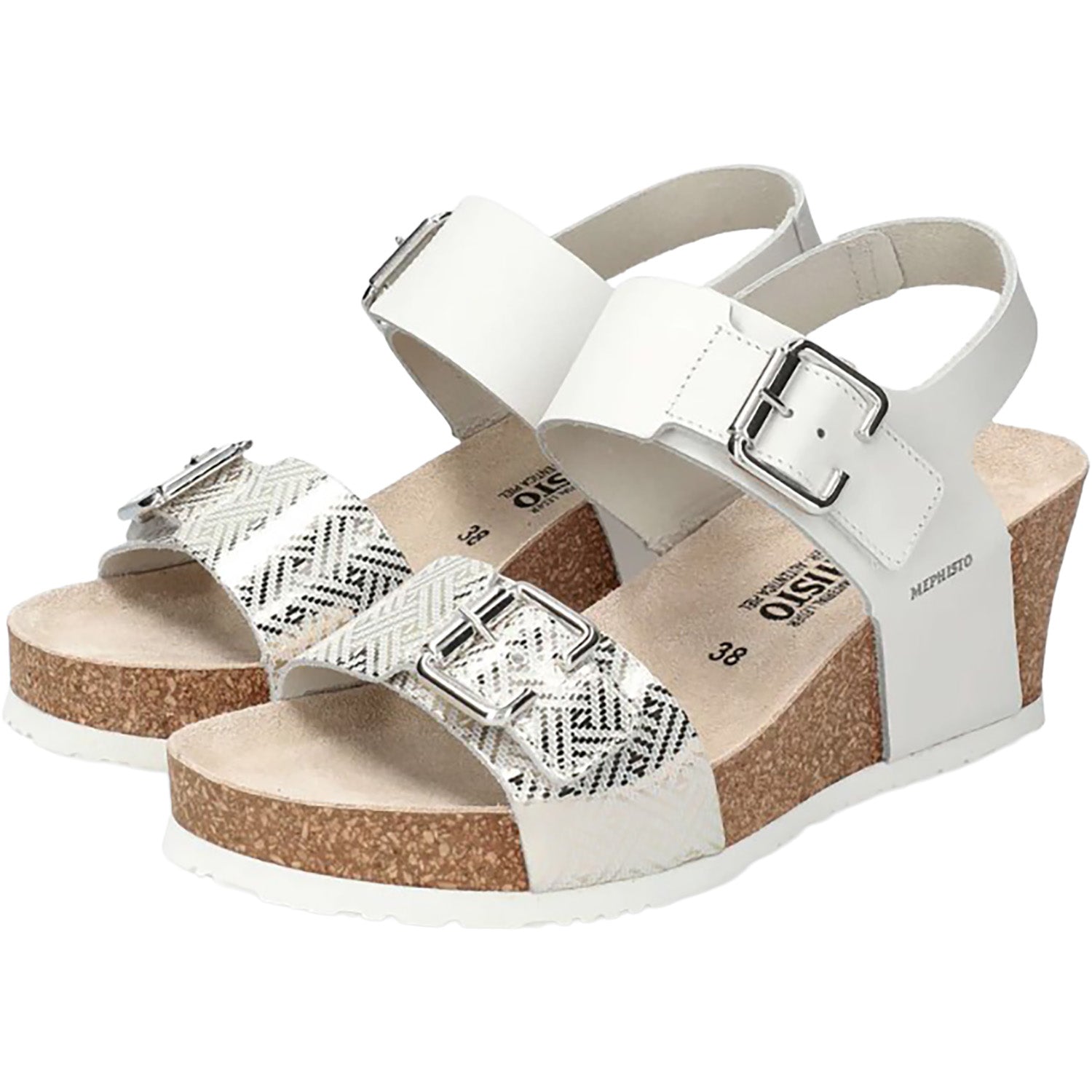 Womens Mephisto Mephisto Lissandra Women's Wedge Sandals White Helios White Helios