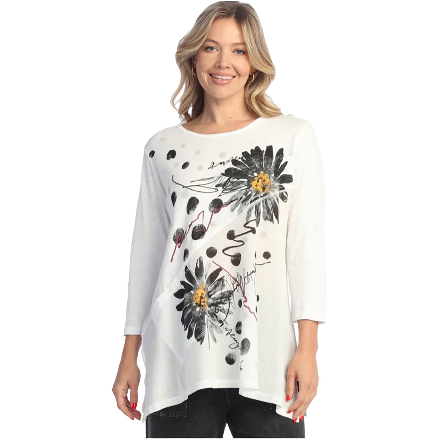 Womens Jess & jane Jess & Jane Long Sleeve Women's Tops Long Sleeve White Retro White Retro