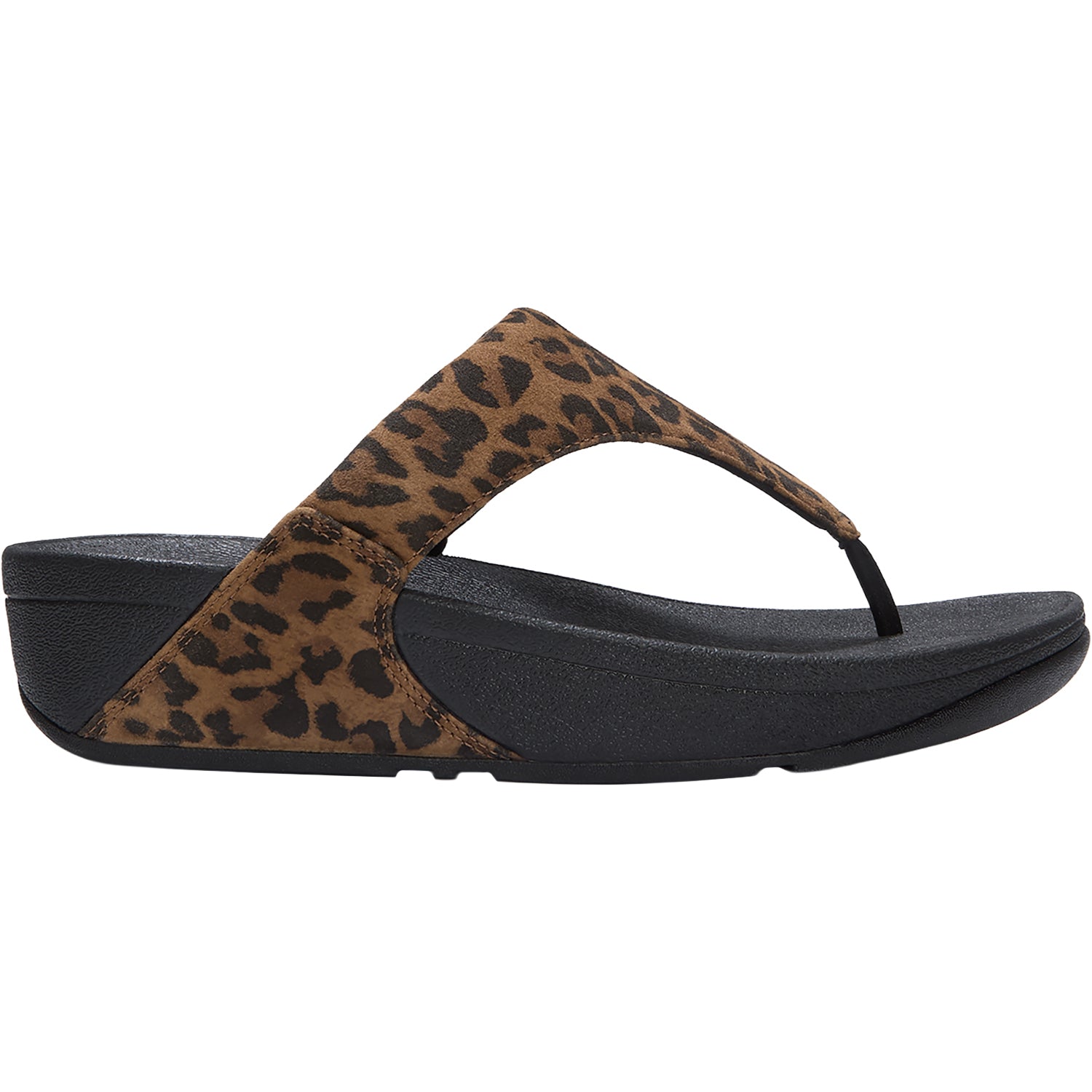 Womens Fit flop Fit Flop Lulu Leopard Suede Toe Post Women's Sandal Tan/Black Leopard Toe Post Tan/Black
