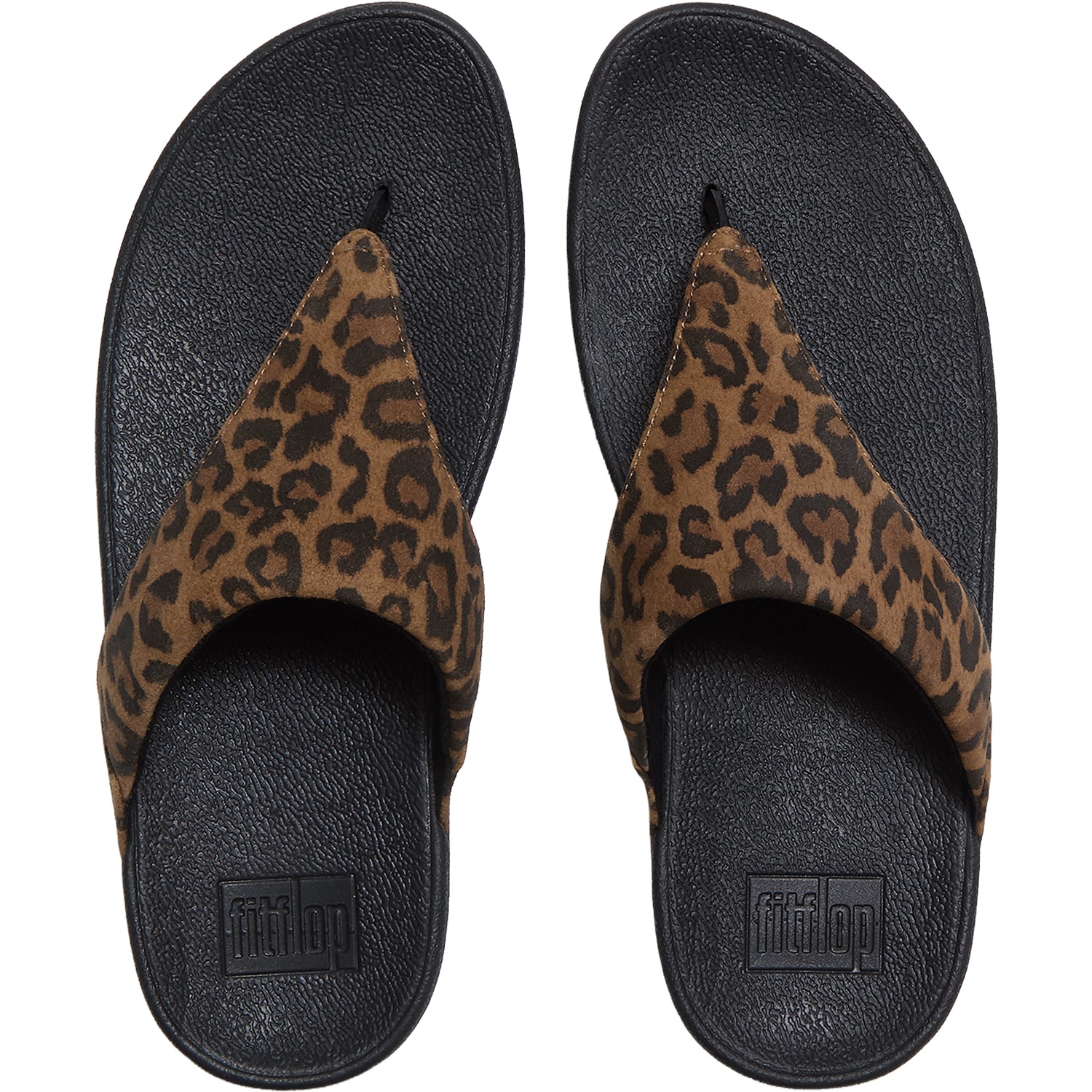 Womens Fit flop Fit Flop Lulu Leopard Suede Toe Post Women's Sandal Tan/Black Leopard Toe Post Tan/Black