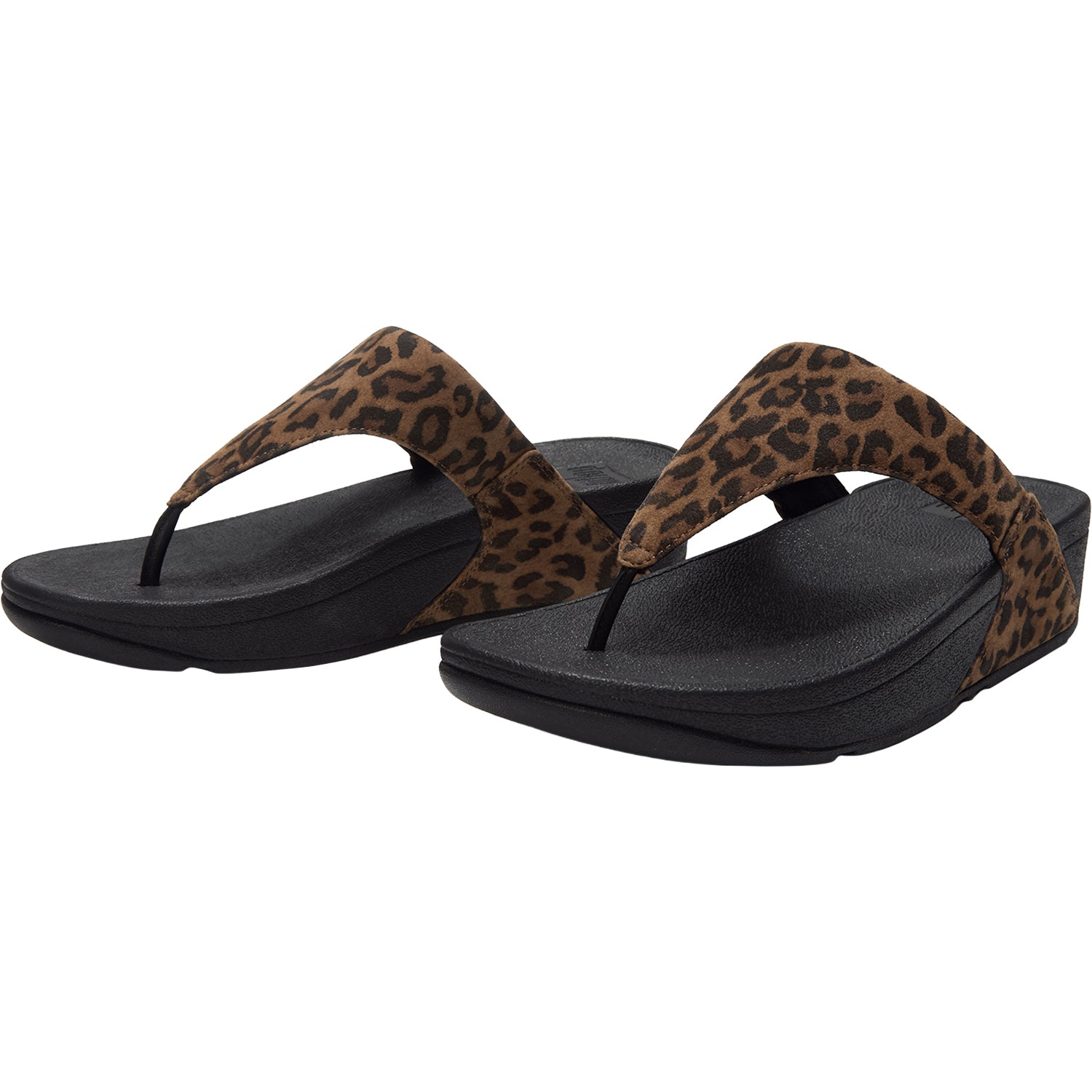 Womens Fit flop Fit Flop Lulu Leopard Suede Toe Post Women's Sandal Tan/Black Leopard Toe Post Tan/Black