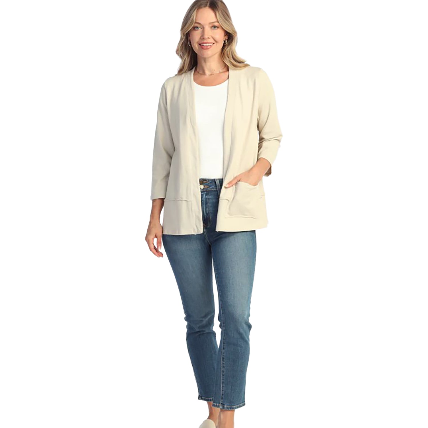 Womens Jess & jane Jess & Jane Mineral Wash Layered Hem with Pocket Cardigan Women's Outerwear Birch Birch