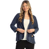 Womens Jess & jane Jess & Jane Mineral Wash Cotton Fleece Jacket with Pockets & Coconut Buttons Women's Outerwear Denim Denim