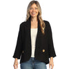 Womens Jess & jane Jess & Jane Mineral Wash Cotton Fleece Jacket with Pockets & Coconut Buttons Women's Outerwear Jet Black Jet Black