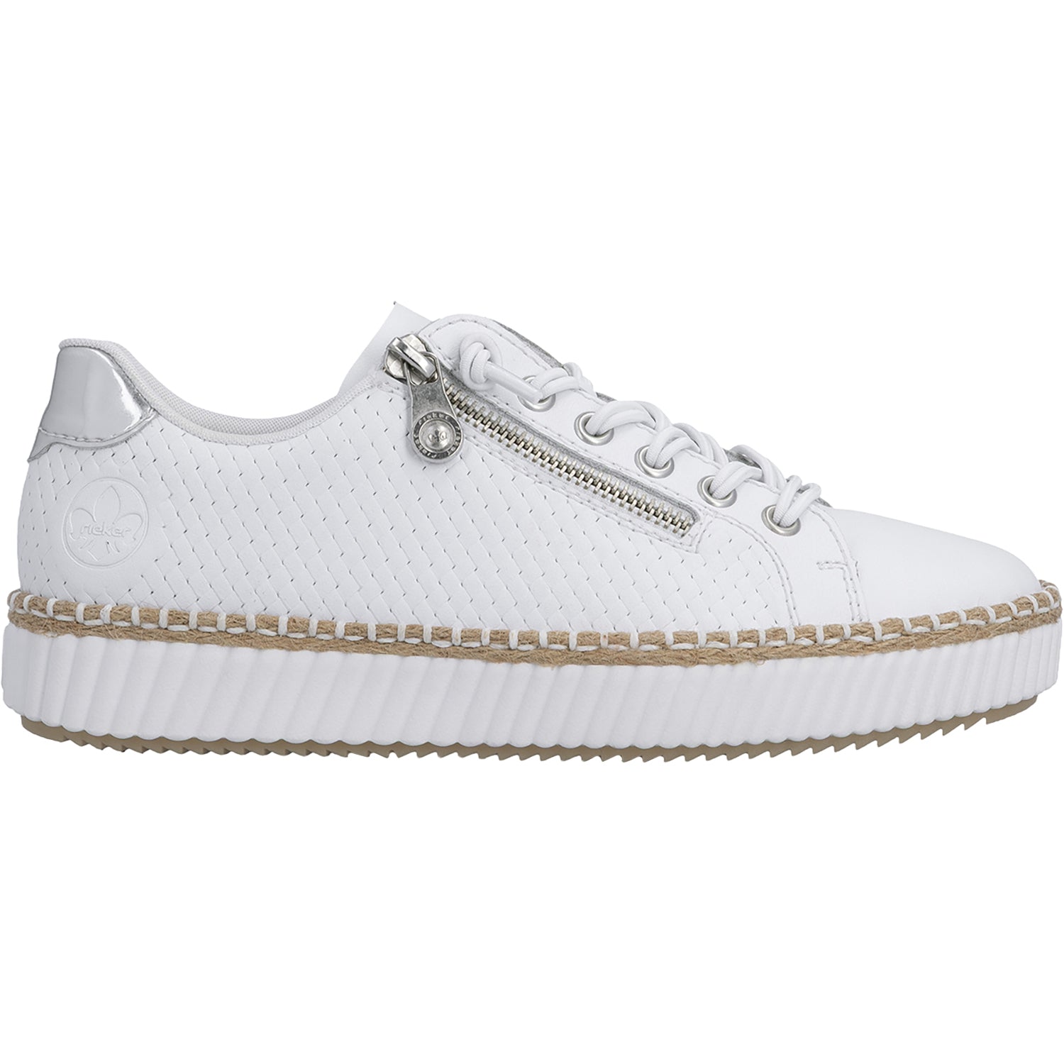 Womens Rieker Rieker M2940-81 Women's Sporty Lace Up Shoes Sportweiss/Argento/Weiss Sportweiss/Argento/Weiss