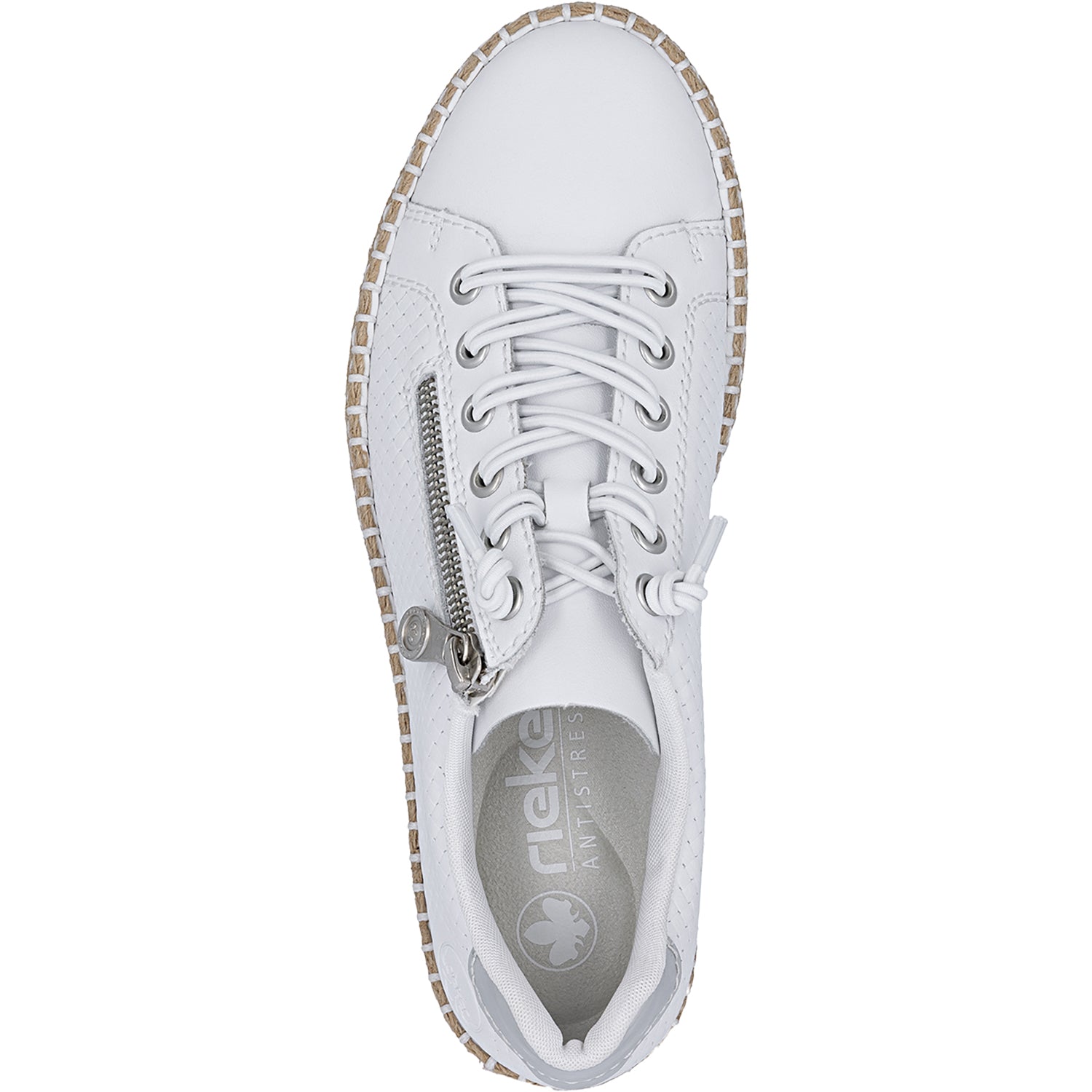 Womens Rieker Rieker M2940-81 Women's Sporty Lace Up Shoes Sportweiss/Argento/Weiss Sportweiss/Argento/Weiss