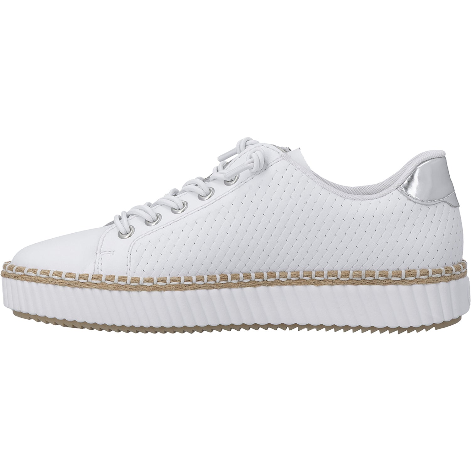 Womens Rieker Rieker M2940-81 Women's Sporty Lace Up Shoes Sportweiss/Argento/Weiss Sportweiss/Argento/Weiss