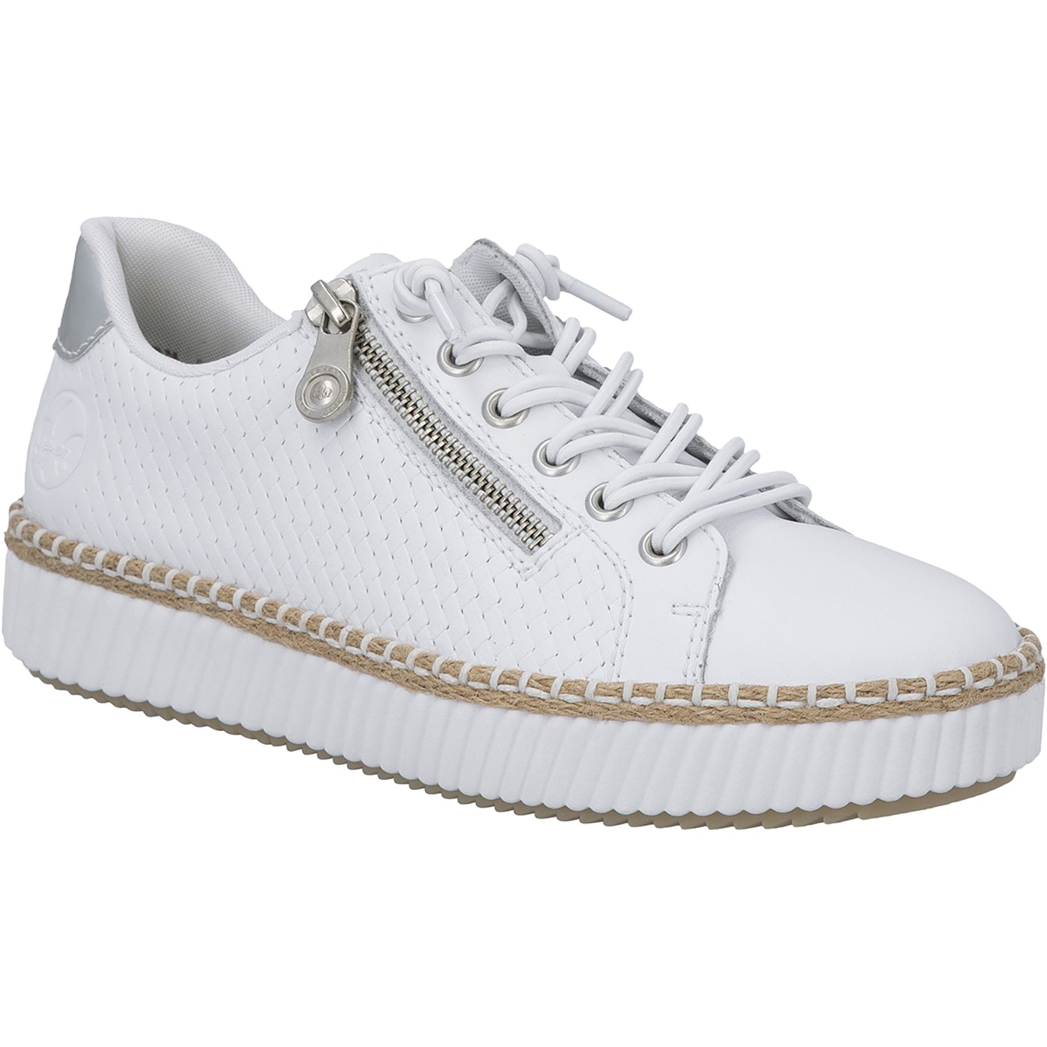 Womens Rieker Rieker M2940-81 Women's Sporty Lace Up Shoes Sportweiss/Argento/Weiss Sportweiss/Argento/Weiss
