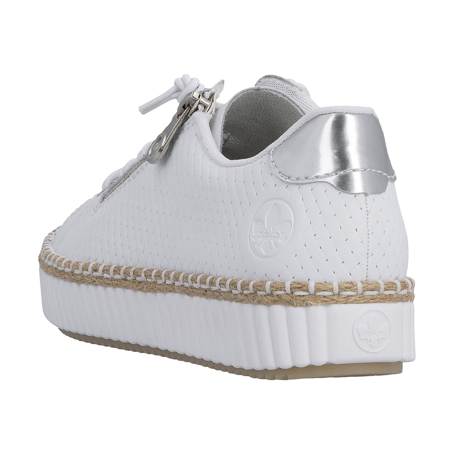 Womens Rieker Rieker M2940-81 Women's Sporty Lace Up Shoes Sportweiss/Argento/Weiss Sportweiss/Argento/Weiss