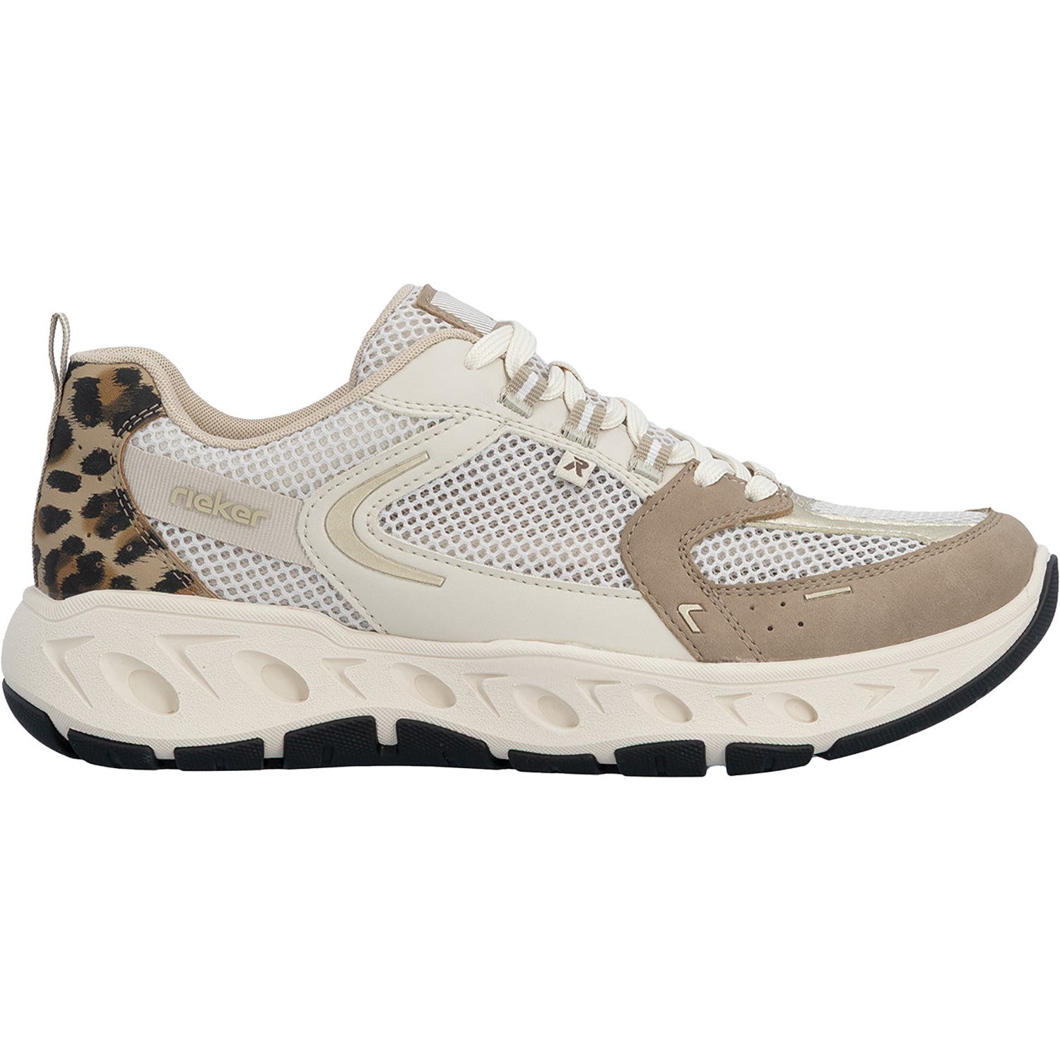 Womens Rieker Rieker M6501-60 Edith 01 Women's Hands-Free Sneakers Shell/Pale Gold/Marble/Perle Shell/Pale Gold/Marble/Perle