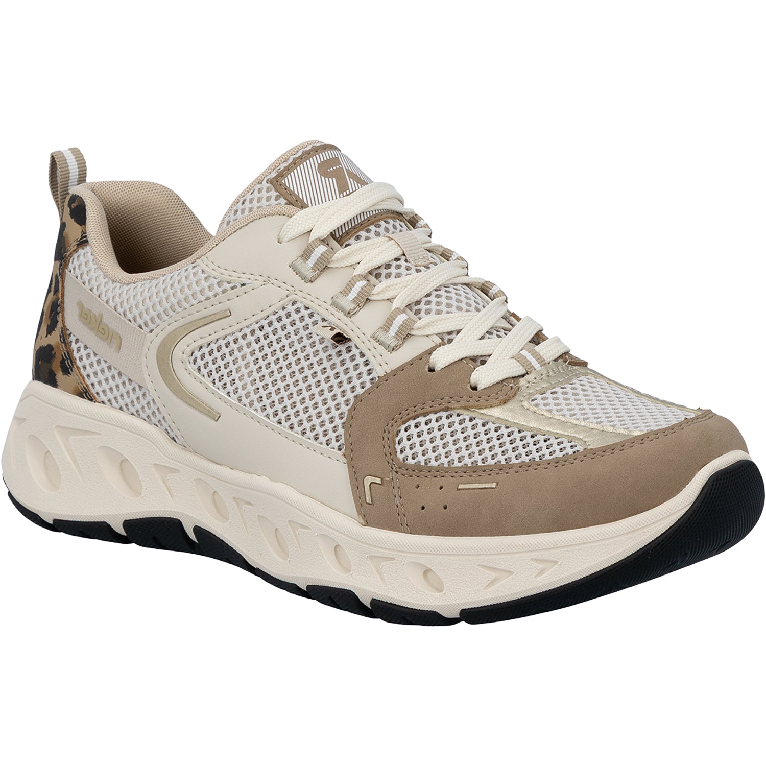 Womens Rieker Rieker M6501-60 Edith 01 Women's Hands-Free Sneakers Shell/Pale Gold/Marble/Perle Shell/Pale Gold/Marble/Perle