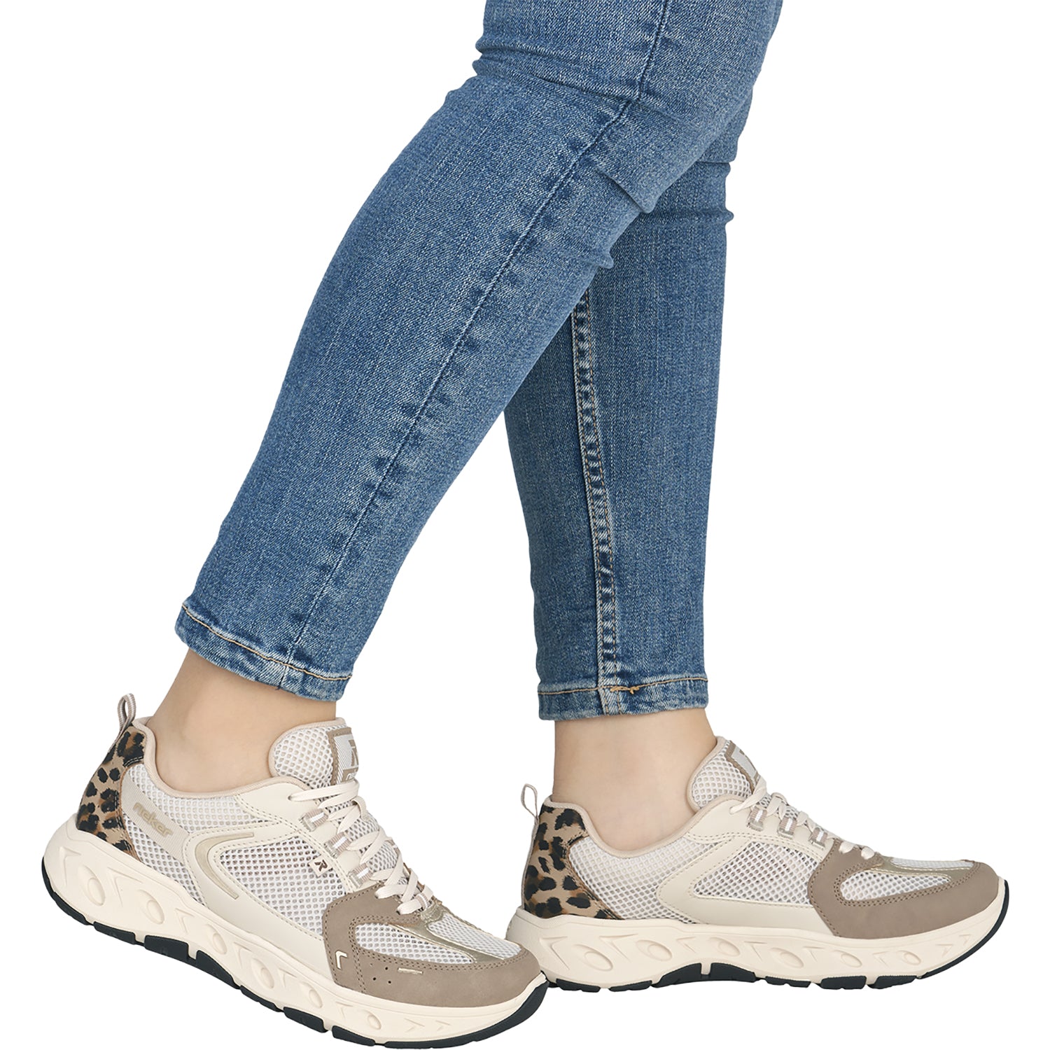 Womens Rieker Rieker M6501-60 Edith 01 Women's Hands-Free Sneakers Shell/Pale Gold/Marble/Perle Shell/Pale Gold/Marble/Perle
