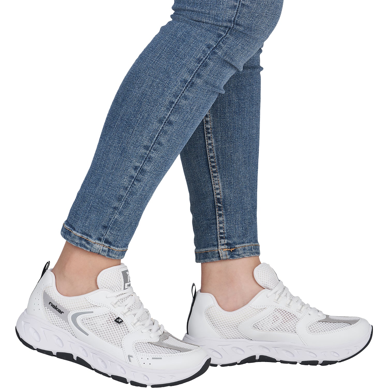 Womens Rieker Rieker M6501-80 Edith 01 Women's Hands-Free Sneakers Weiss/Weiss/Cement Weiss/Weiss/Cement