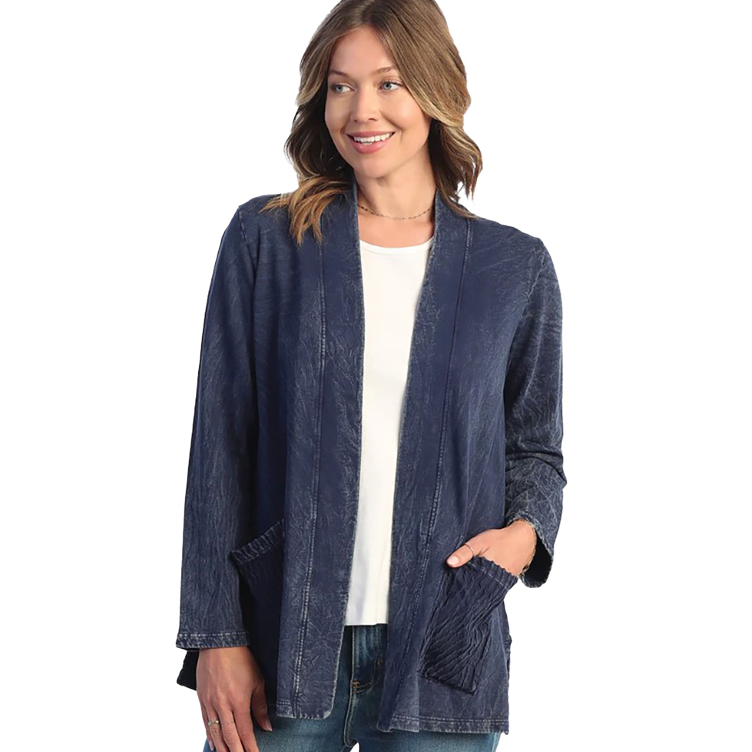 Womens Jess & jane Jess & Jane Mineral Wash Fleece Cardigan Women's Outerwear Denim Denim