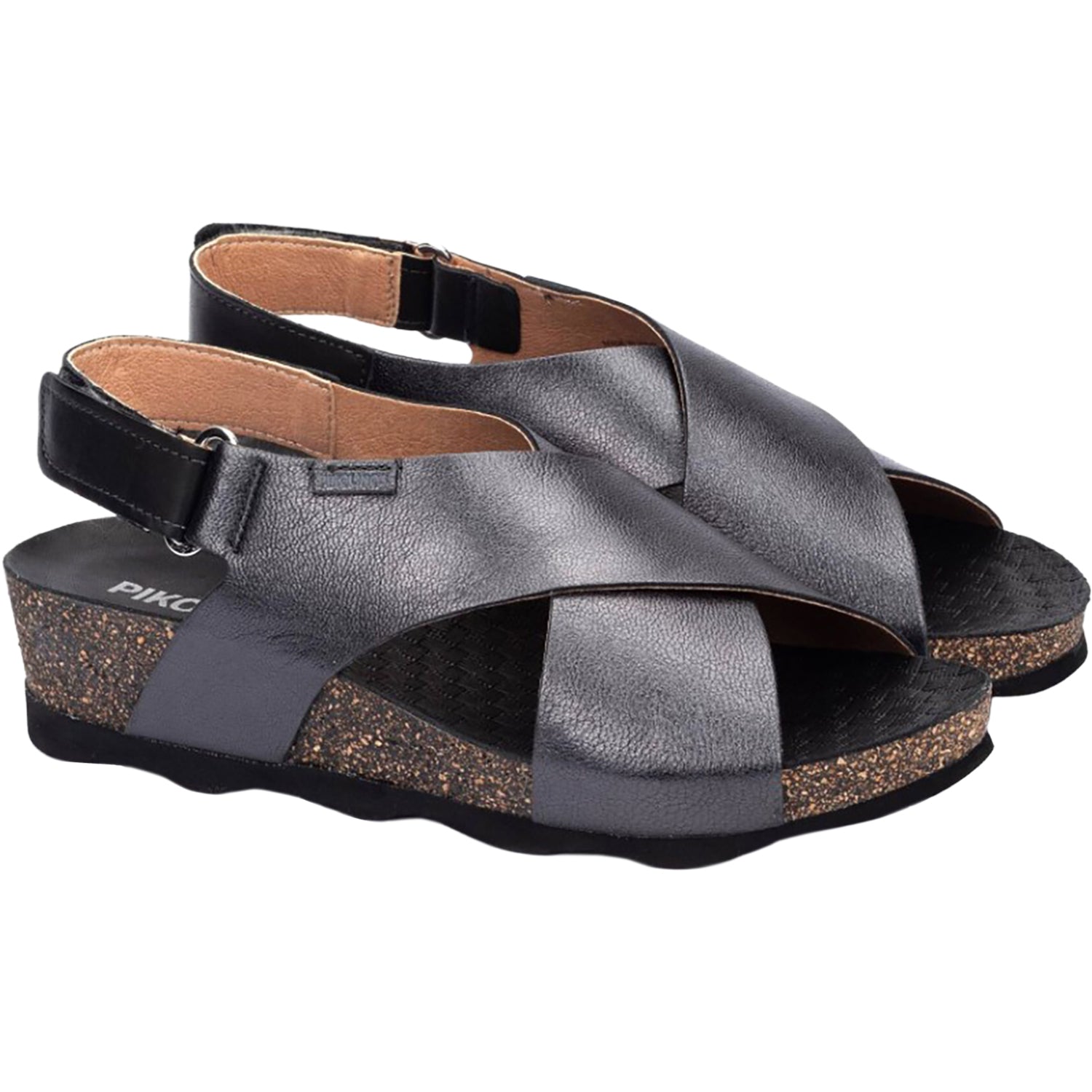 Womens Pikolinos Pikolinos Mahon Cross Strap Women's Wedge Sandals Calcita Leather Calcita Leather