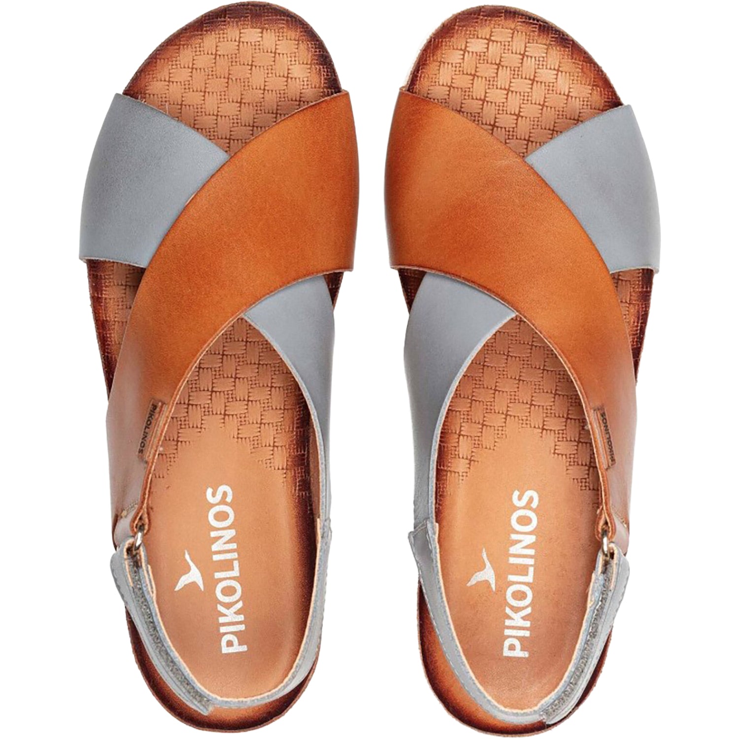 Womens Pikolinos Pikolinos Mahon Cross Strap Women's Sandals Denim/Brandy Leather Denim/Brandy Leather