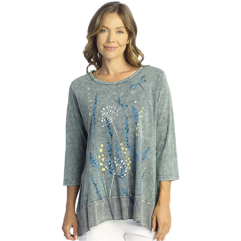 Women's Jess & Jane Mineral Washed 3/4 Sleeve Tunic Teal Lina