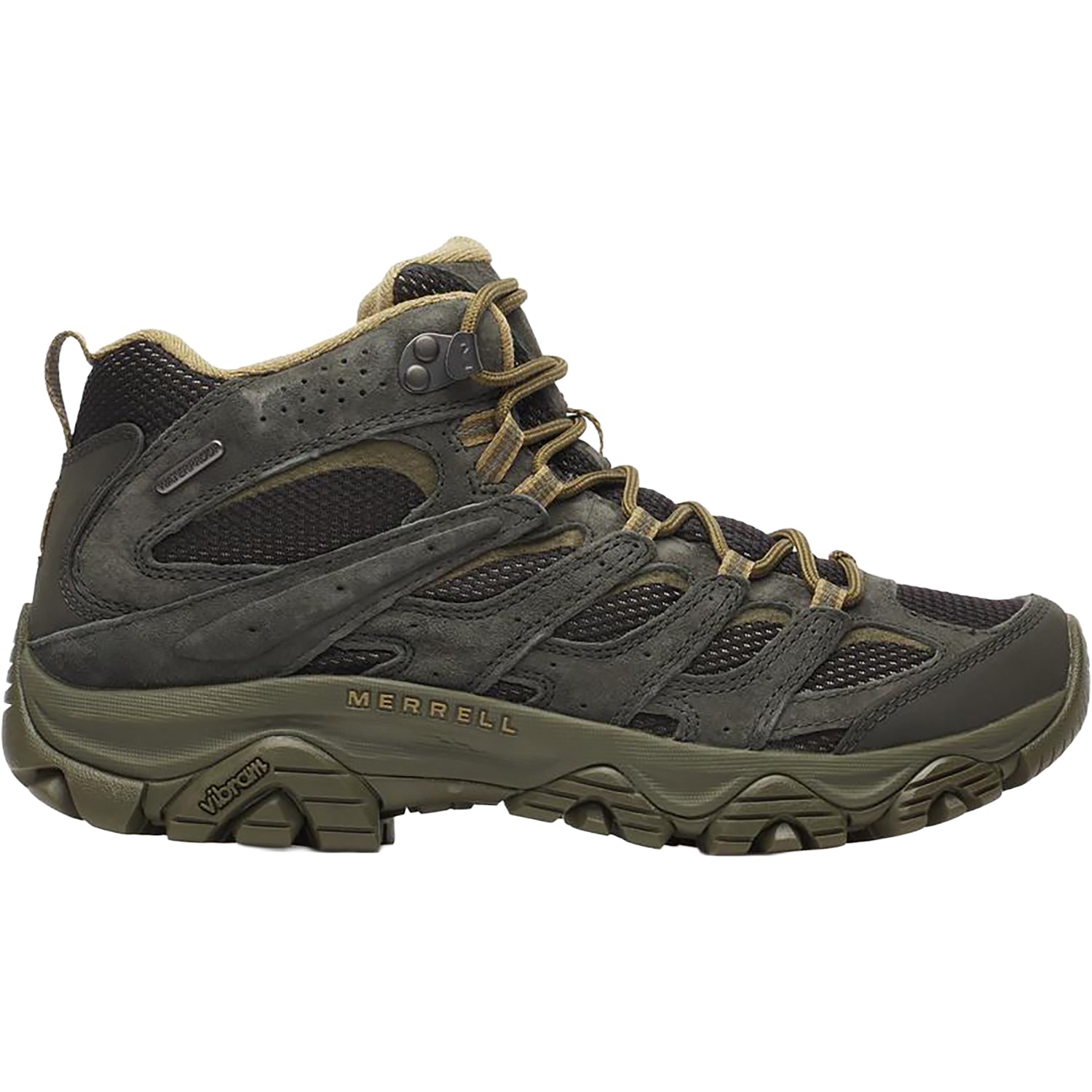 Mens Merrell Merrell Moab 3 Mid Waterproof Men's Athletic Shoes Hiking Trail Black/Beluga Black/Beluga