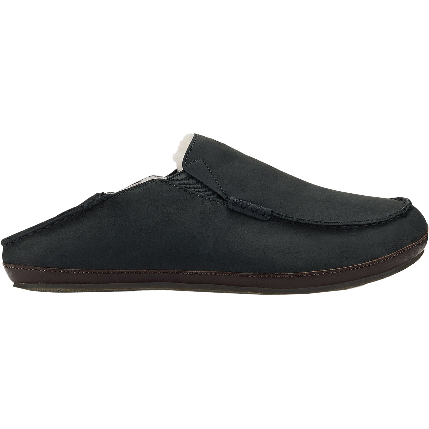 Mens Olukai Olukai Moloa Slipper Men's Closed Back Slippers Black/Dark Java Nubuck Black/Dark Java Nubuck