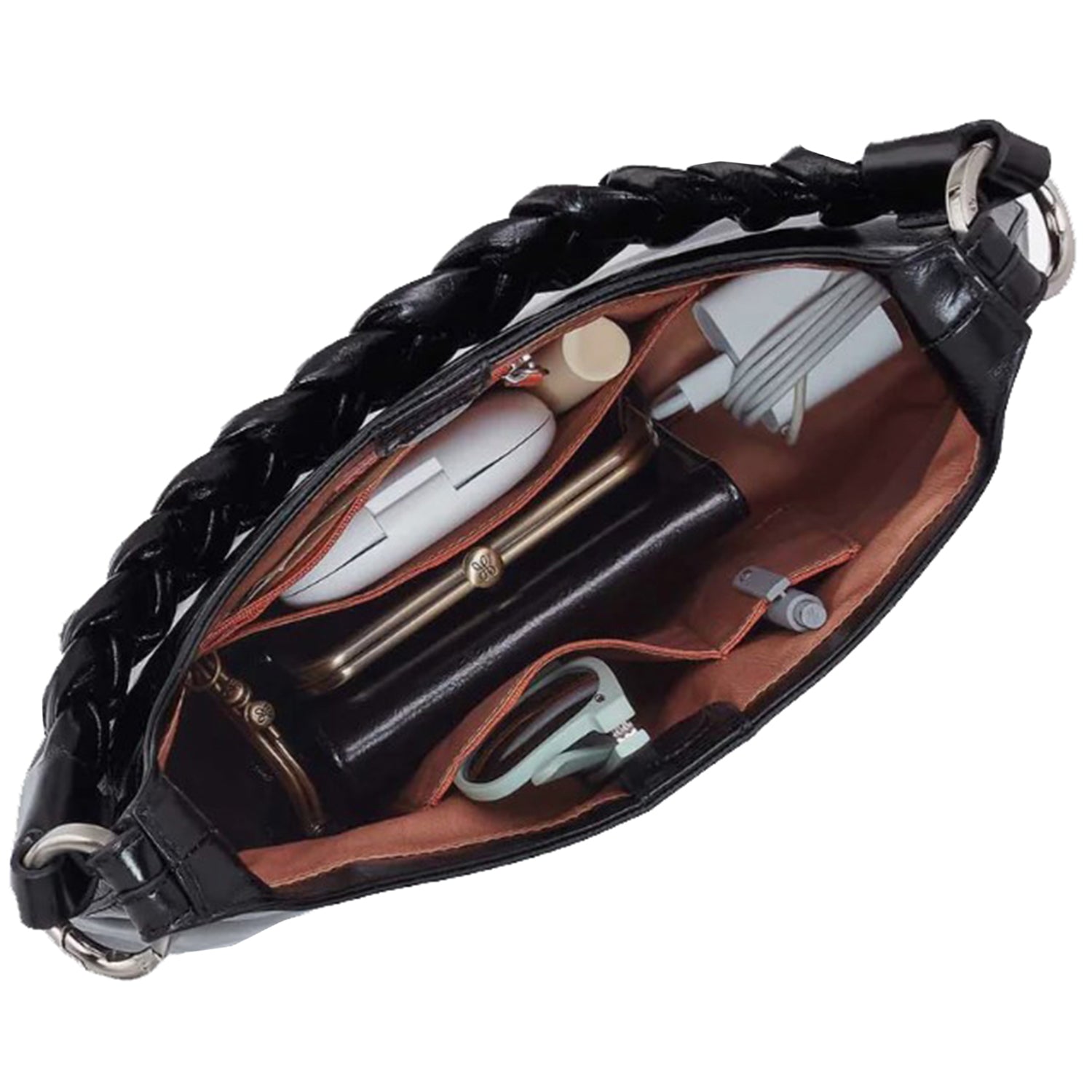 Womens Hobo Hobo Madison Shoulder Handbag Black Polished Leather Black Polished Leather