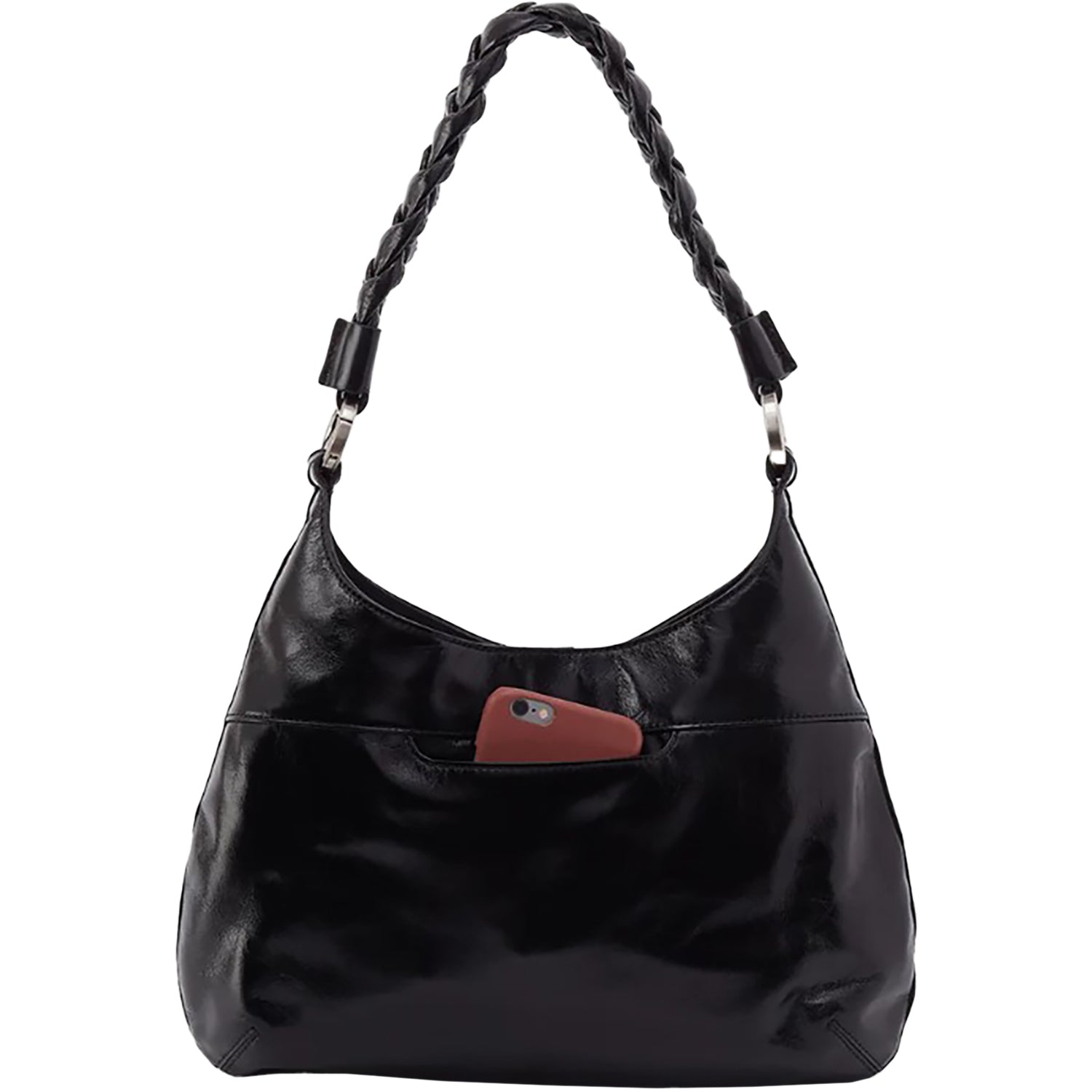 Womens Hobo Hobo Madison Shoulder Handbag Black Polished Leather Black Polished Leather