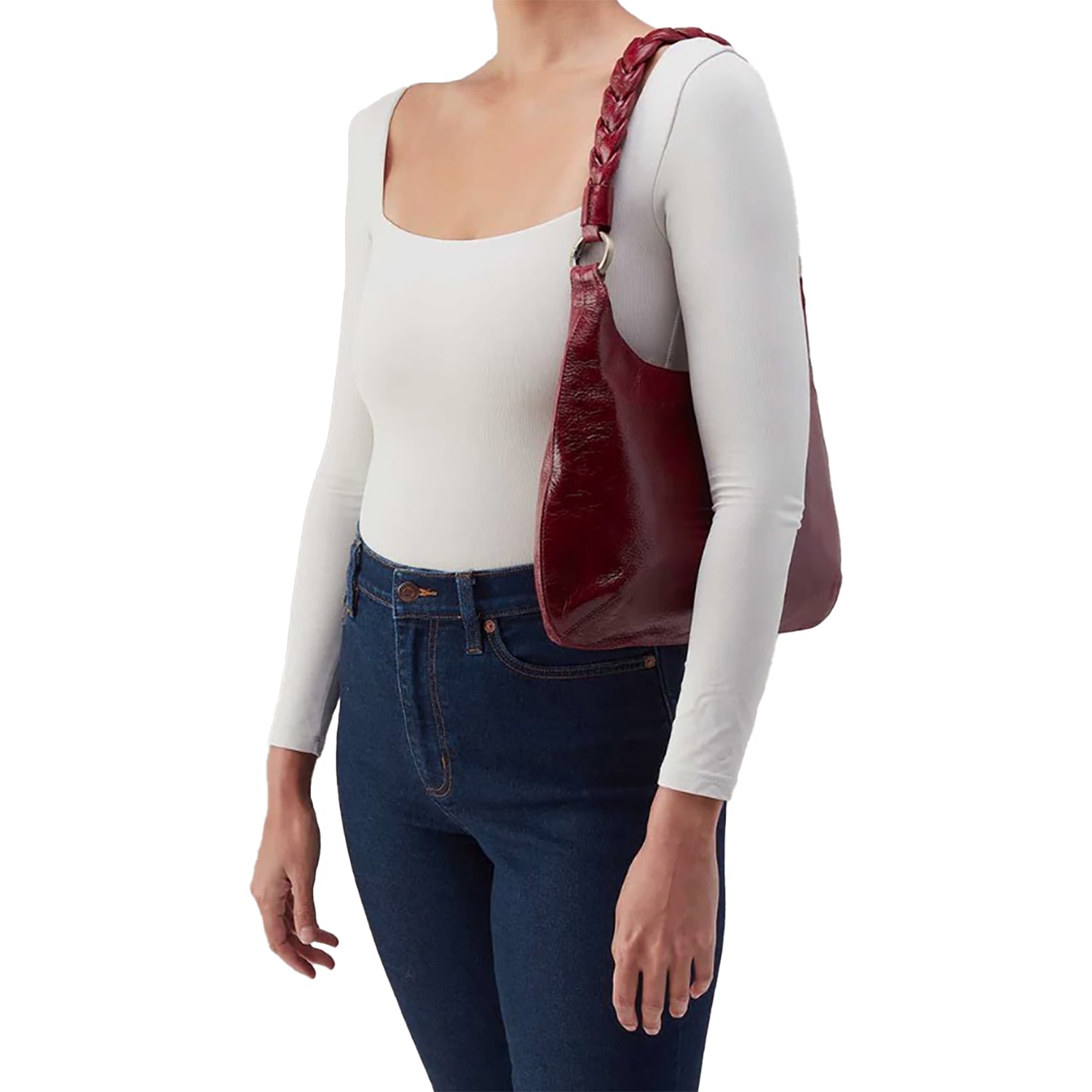 Womens Hobo Hobo Madison Shoulder Handbag Garnet Gloss Leather Garnet Gloss Leather