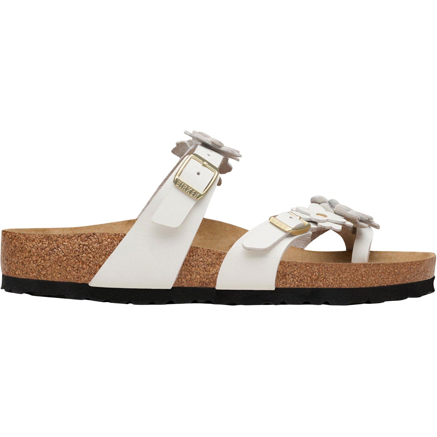 Womens Birkenstock Birkenstock Mayari Flowers Women's Sandals White Leather White Leather
