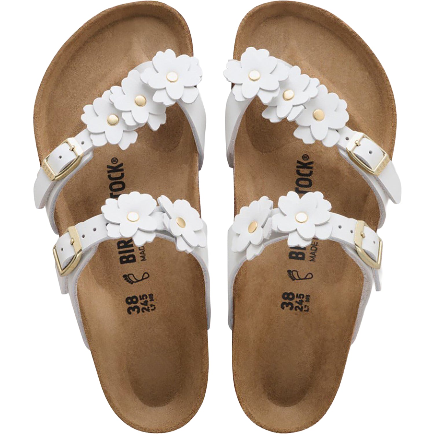 Womens Birkenstock Birkenstock Mayari Flowers Women's Sandals White Leather White Leather